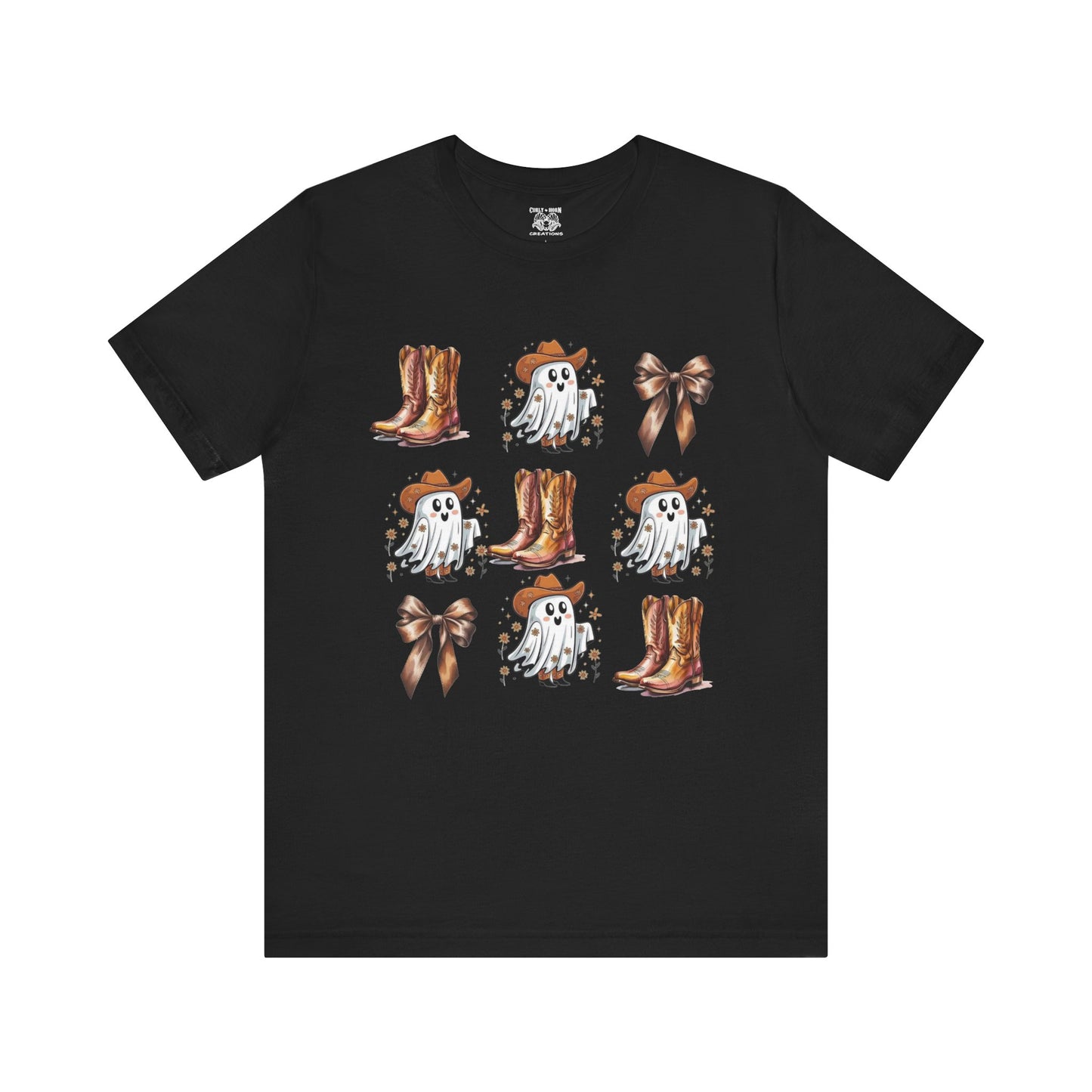 Ghostly Cowboy Tee, Fun Unisex Tee, Halloween Shirt, Country Style Tee, Ghosts and Boots Design, Casual Wear