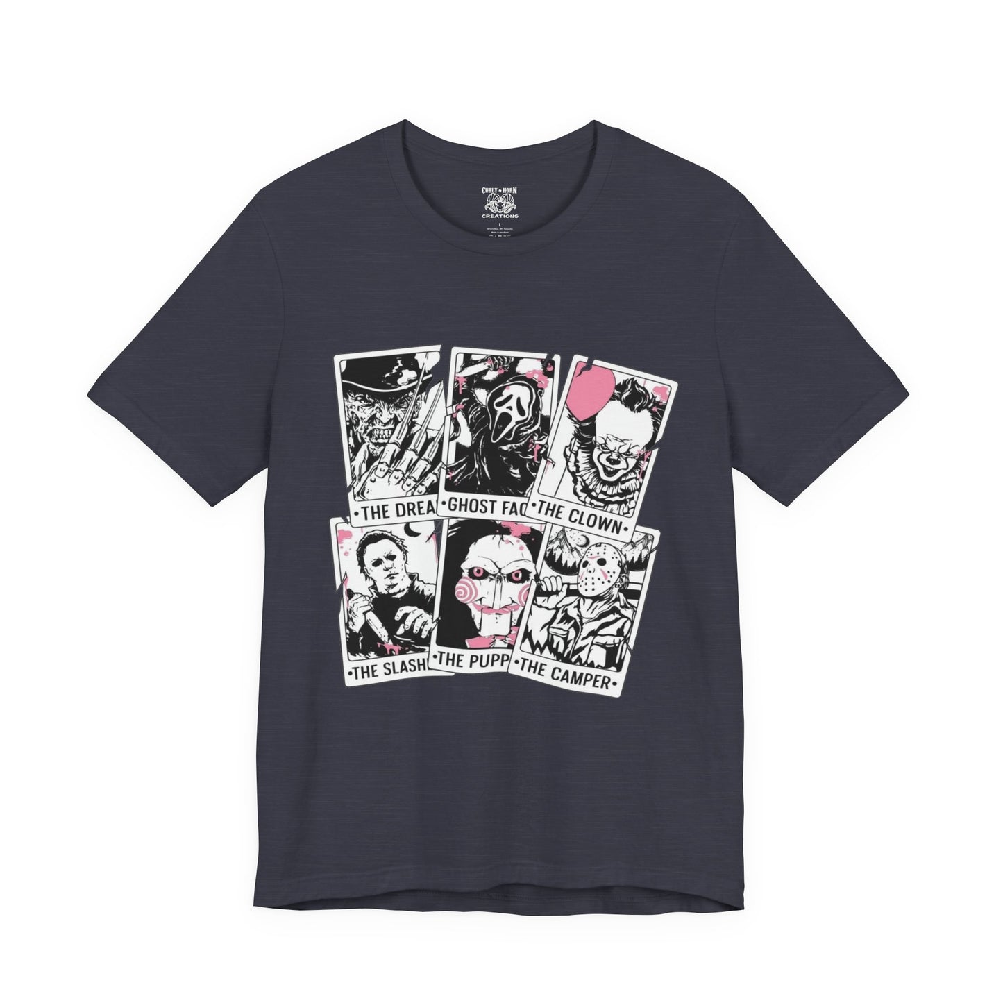 Horror Vibes Graphic Tee, Unisex Short Sleeve Shirt, Perfect for Halloween, Movie Night, Gift for Horror Fans, Casual Wear