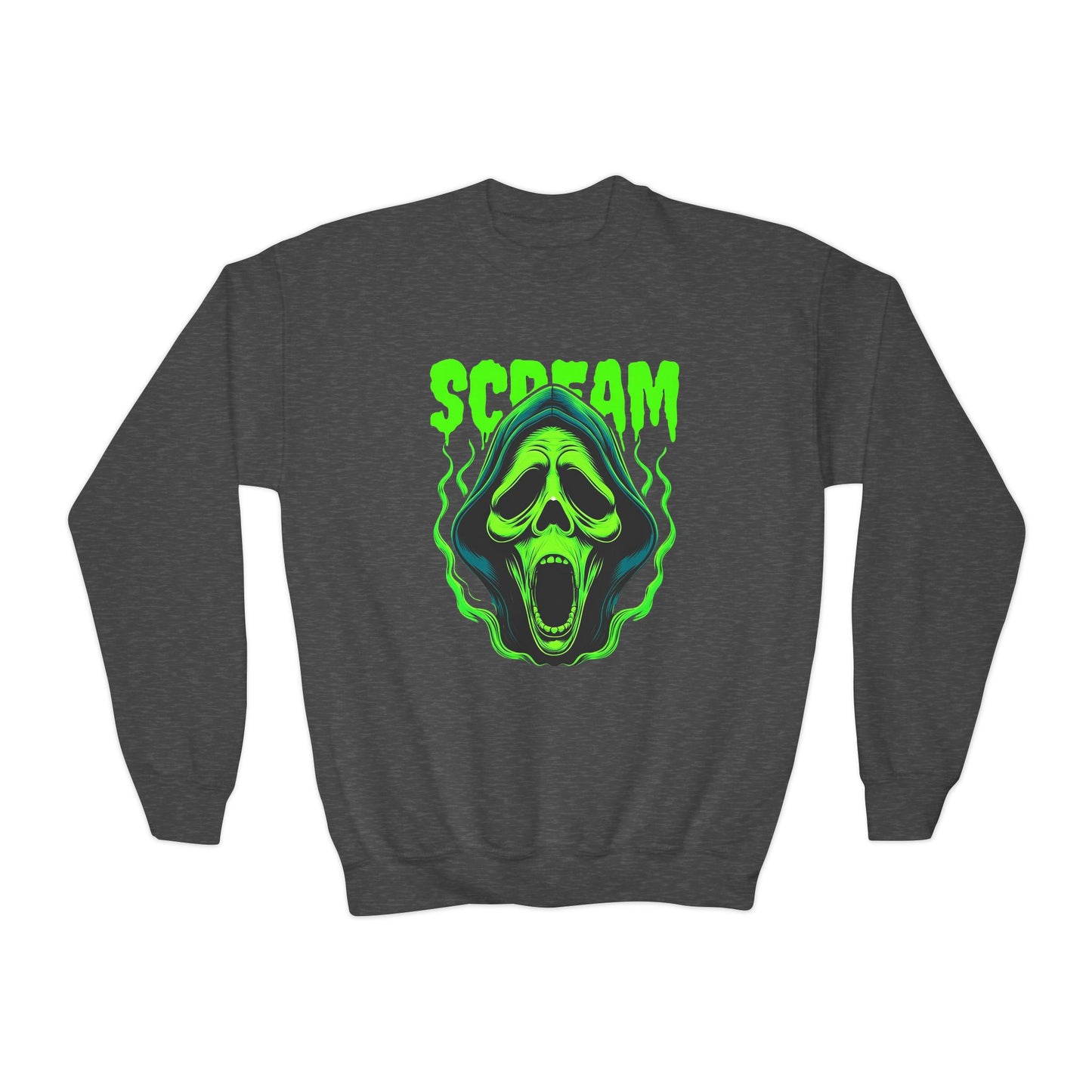 Scream Youth Crewneck Sweatshirt, Horror Gift, Halloween Apparel, Spooky Sweatshirt, Teens' Casual Wear, Graphic Sweatshirt