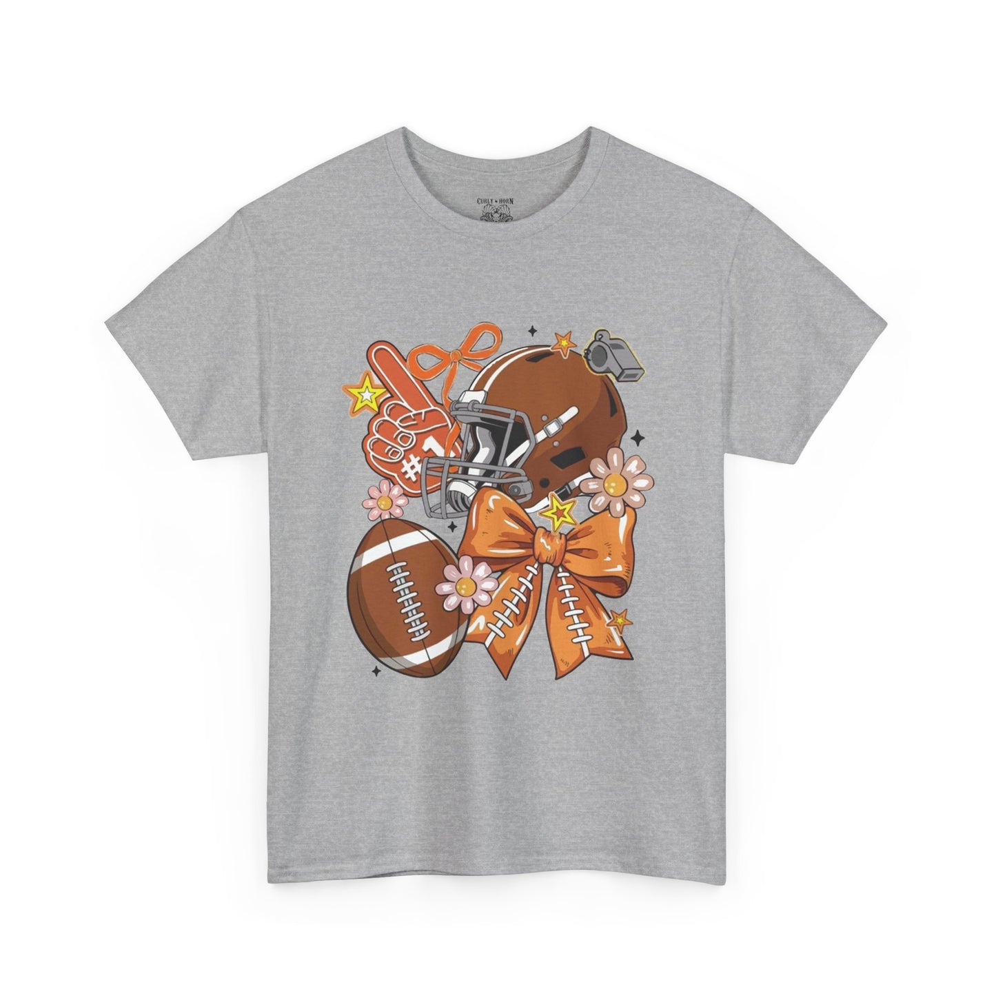 Football Floral Unisex Heavy Cotton Tee, Fall Game Day Shirt, Sports Fan Apparel, Tailgate Outfit, Gift for Her