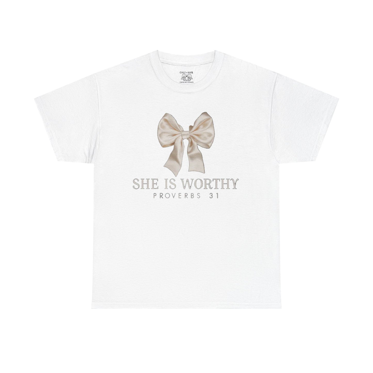 She is Worthy Unisex Cotton Tee - Inspirational Shirt, Faith-Based Apparel, Christian Gift, Casual Wear, Motivational T-Shirt