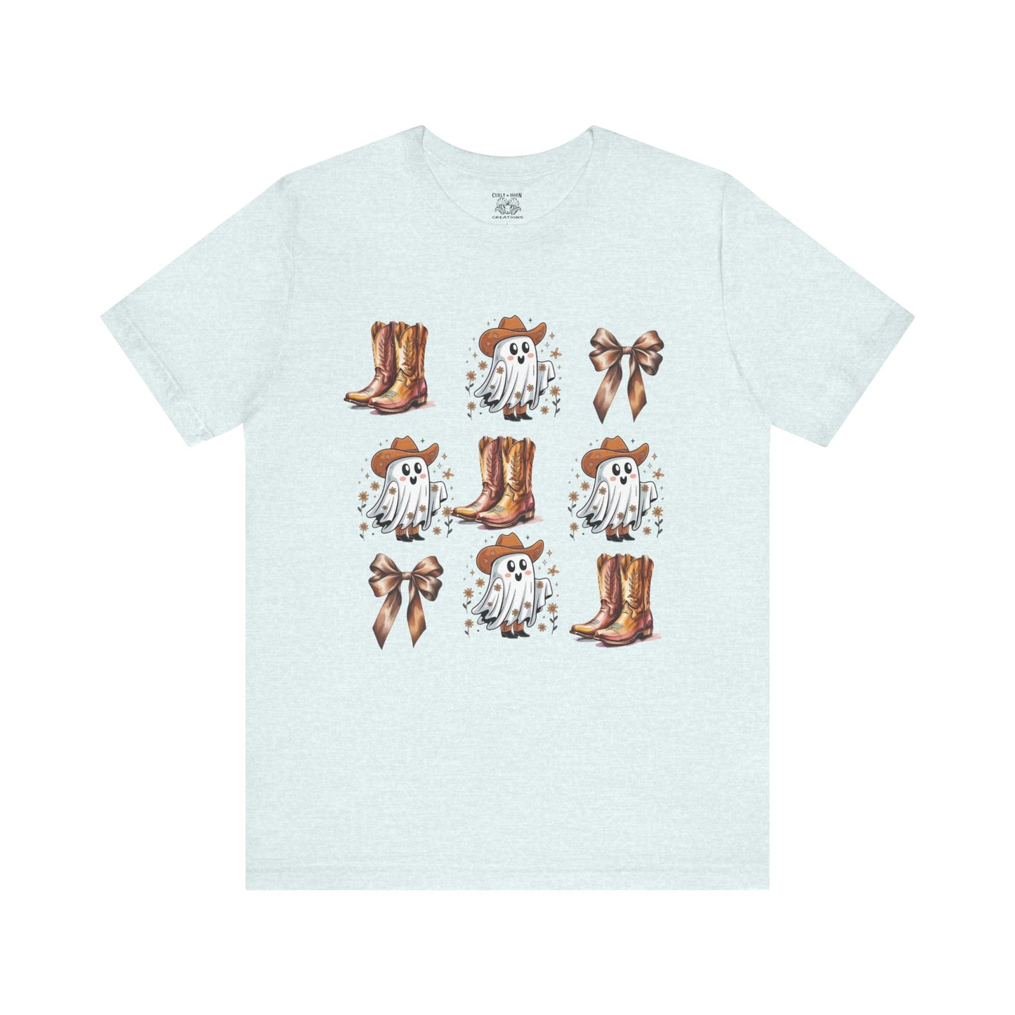 Ghostly Cowboy Tee, Fun Unisex Tee, Halloween Shirt, Country Style Tee, Ghosts and Boots Design, Casual Wear