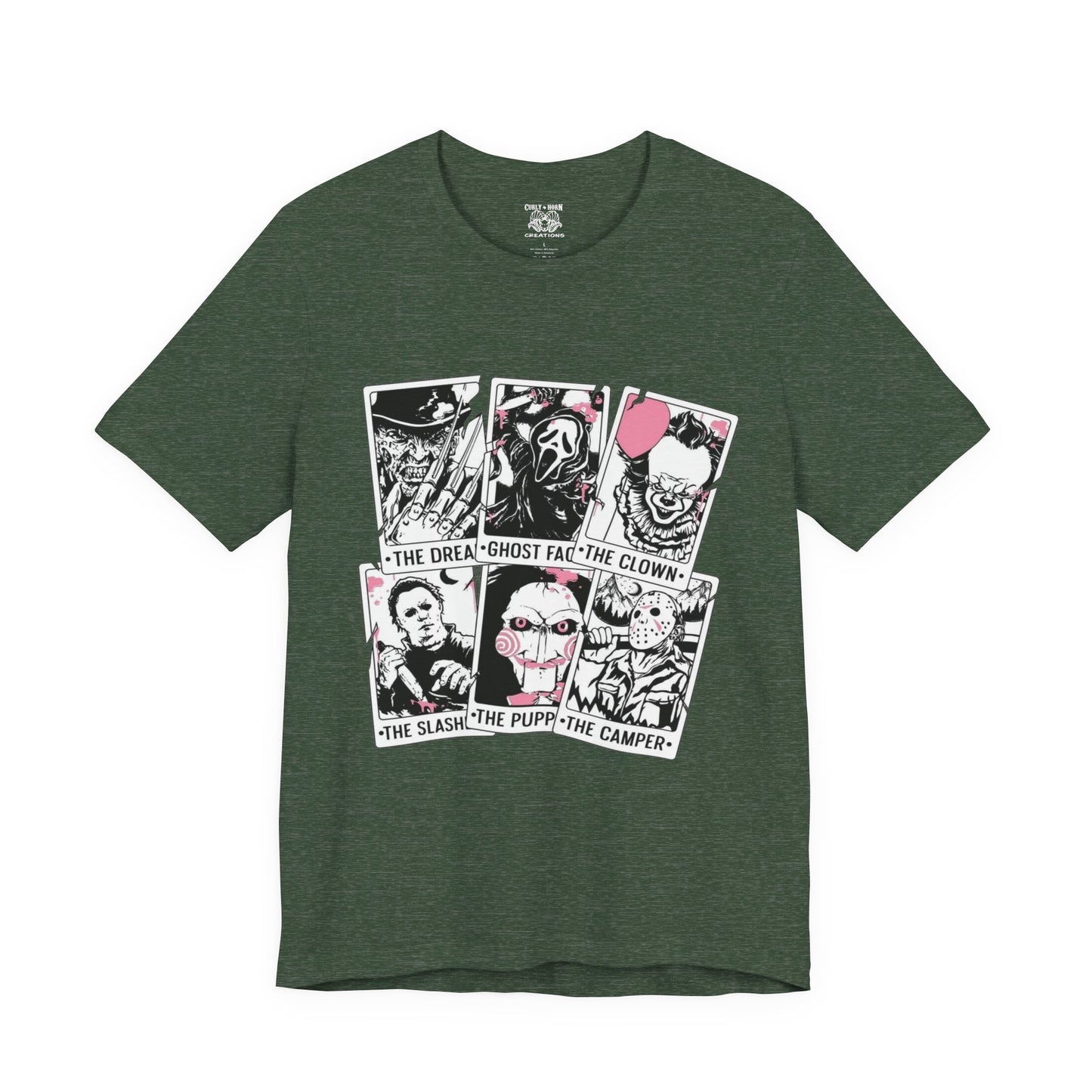 Horror Vibes Graphic Tee, Unisex Short Sleeve Shirt, Perfect for Halloween, Movie Night, Gift for Horror Fans, Casual Wear