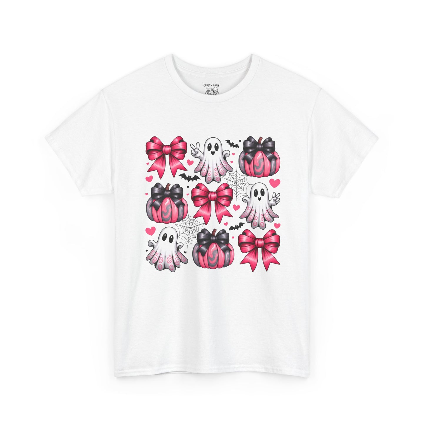 Cute Ghosts & Bows Tee, Halloween Shirt, Unisex Fun Fashion, Gift for Kids and Teens, Spooky Vibes, Holiday Apparel
