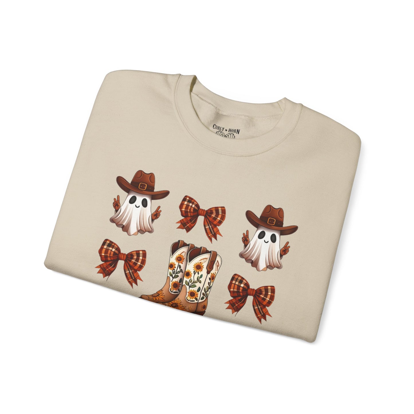 Ghostly Cowboy Crewneck Sweatshirt | Halloween, Fall Fashion, Cozy Gift, Trendy Sweater, Unisex Apparel