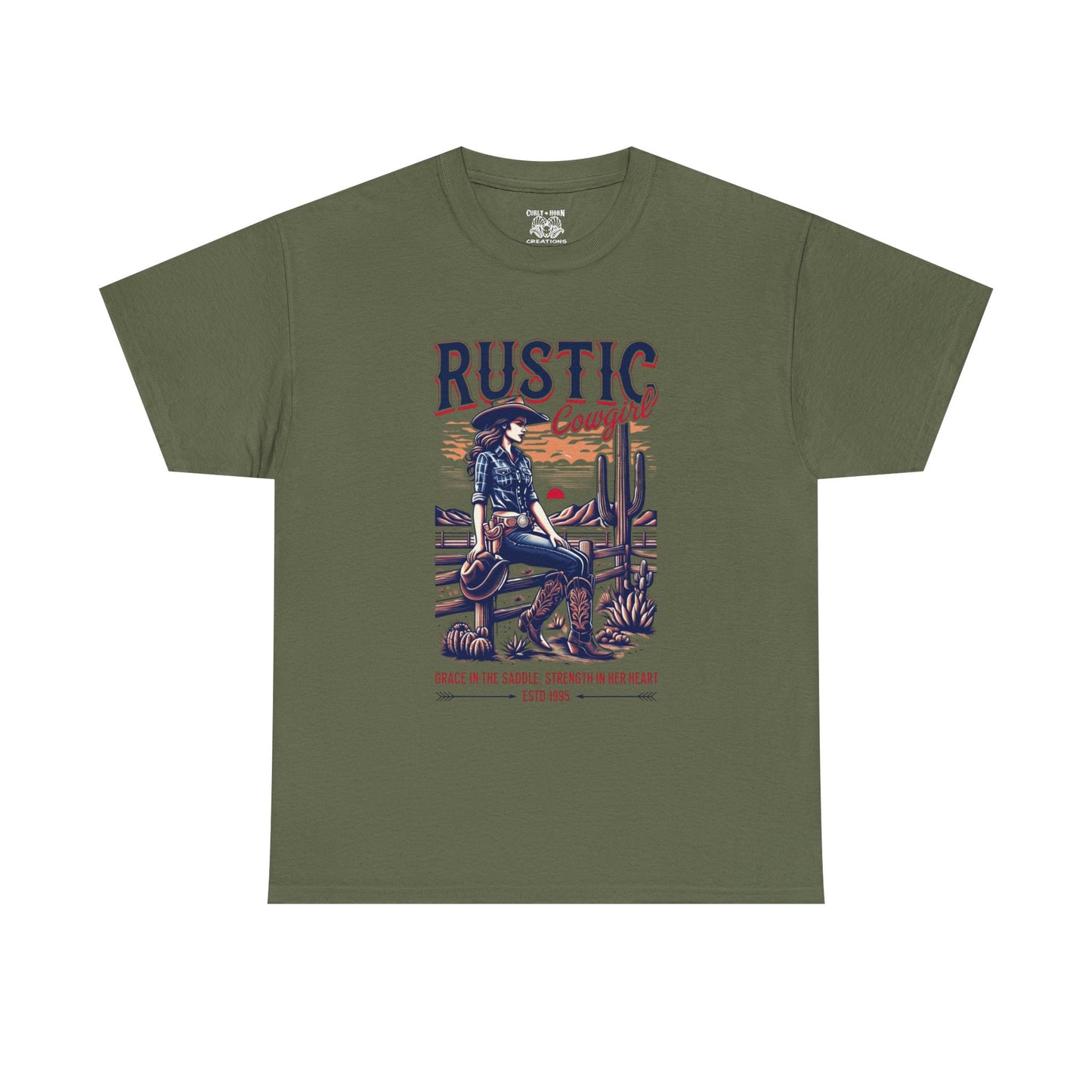 Rustic Cowgirl Unisex Heavy Cotton Tee, Western Style Shirt, Country Vintage Tee, Men's Graphic T-Shirt, Gift for Cowboy Lovers