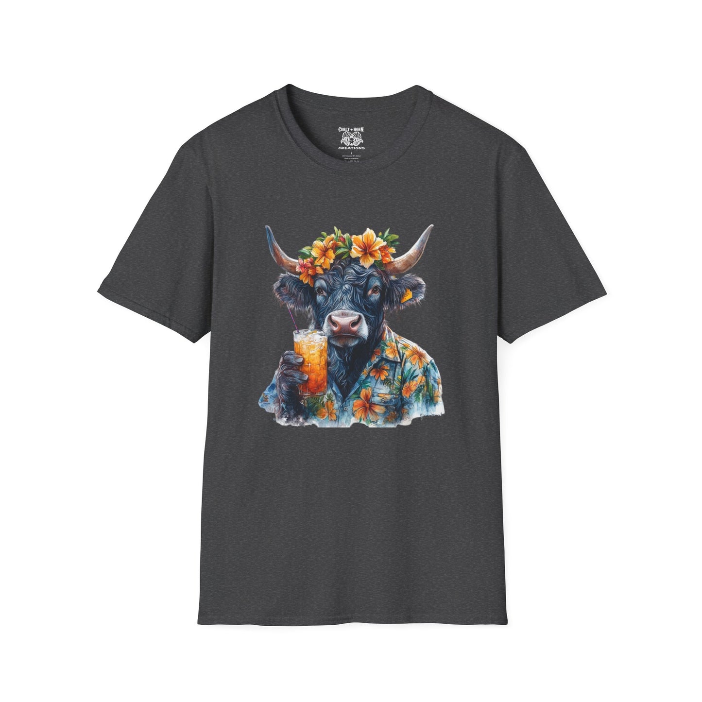 Tropical Cow T-Shirt, Summer Vibe Tee, Fun Graphic Shirt, Unisex Casual Wear, Perfect for Beach Parties, Gift for Cow Lovers