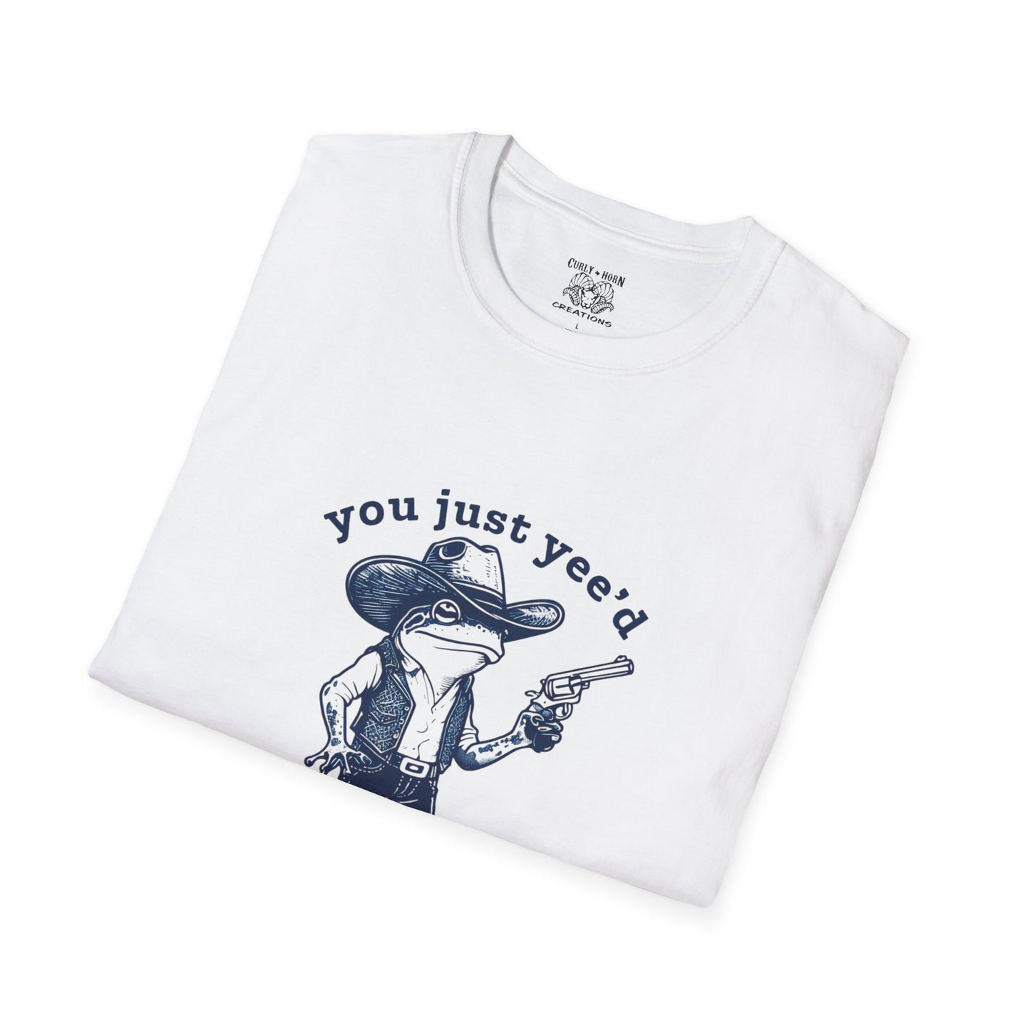 Funny Western Frog Unisex Softstyle T-Shirt with Quirky Quote