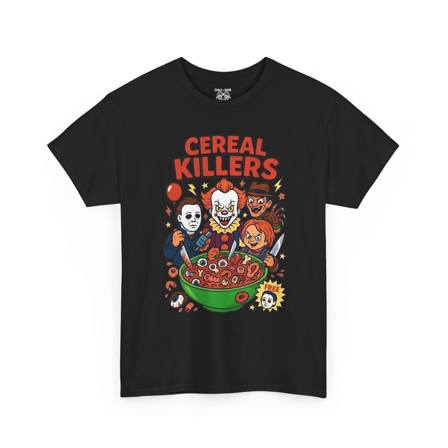 Cereal Killers Tee - Fun Halloween T-Shirt, Horror Movie Merch, Unisex Graphic Shirt, Spooky Costume Top, Unique Gift Idea