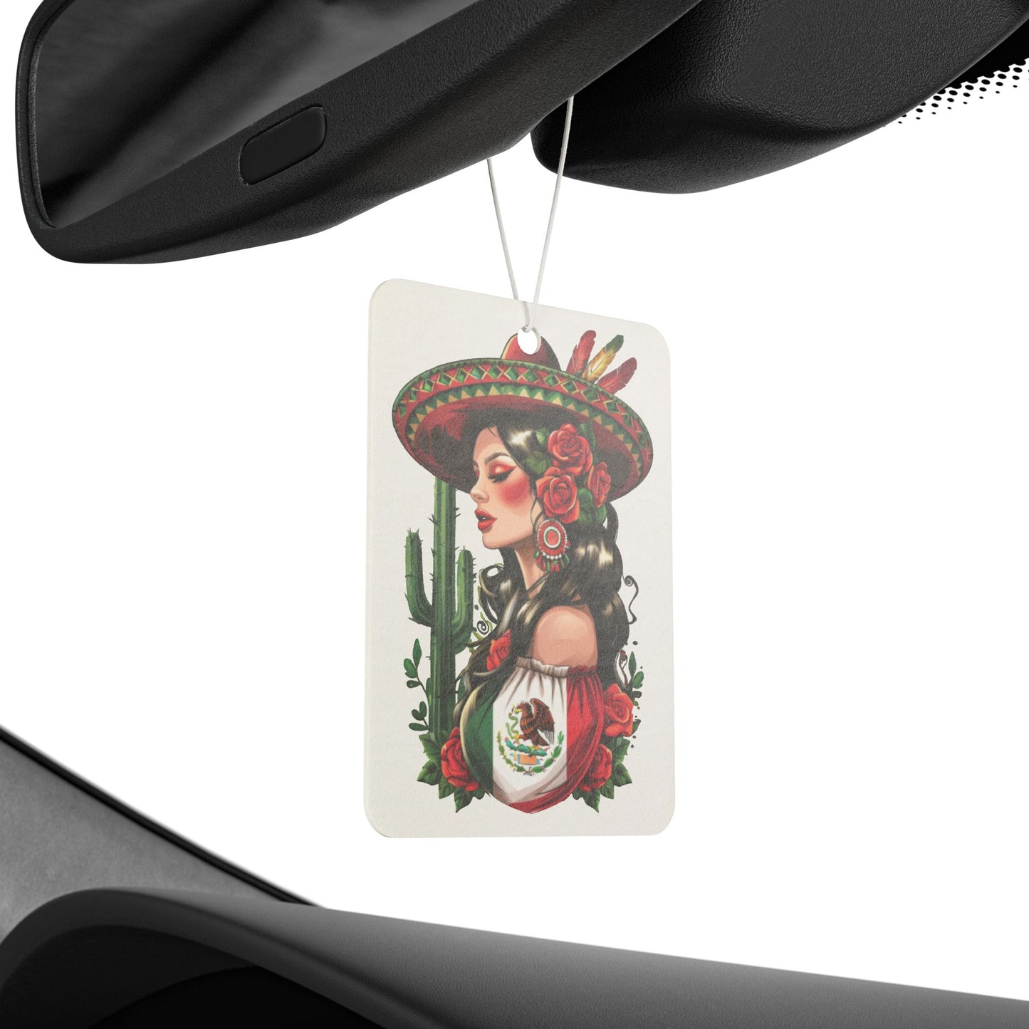 Vibrant Car Air Freshener Featuring Latina Beauty, Scented Car Decor, Mexican Fiesta Accessory, Cute Gift for Her, Aromatic Auto Décor