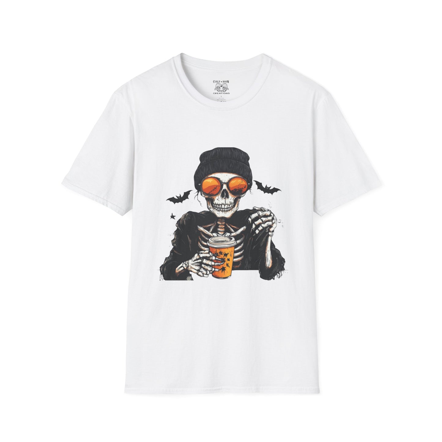 Chill Skeleton Tee - Unisex Softstyle T-Shirt, Halloween Costume, Casual Wear, Trendy Graphic Tee, Unique Gift Idea