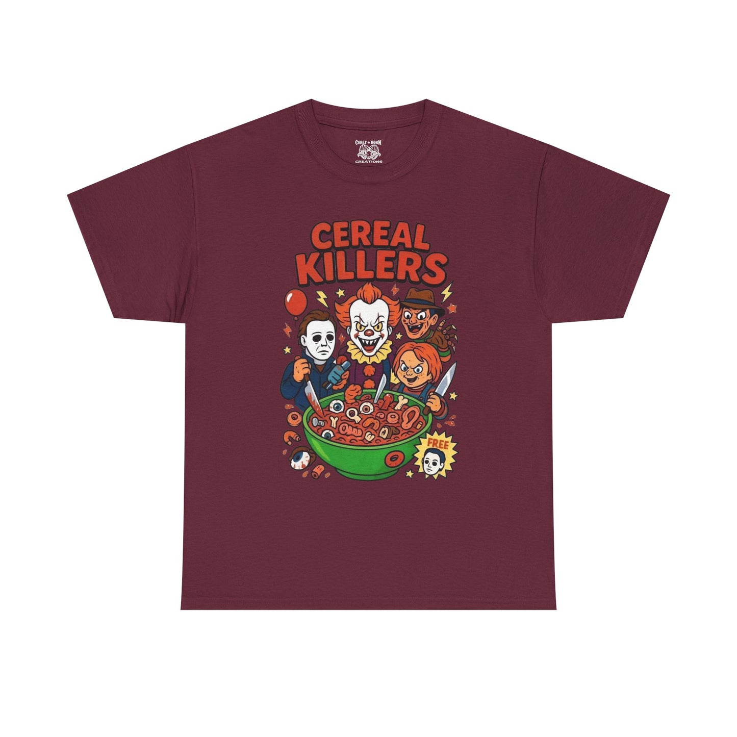 Cereal Killers Tee - Fun Halloween T-Shirt, Horror Movie Merch, Unisex Graphic Shirt, Spooky Costume Top, Unique Gift Idea