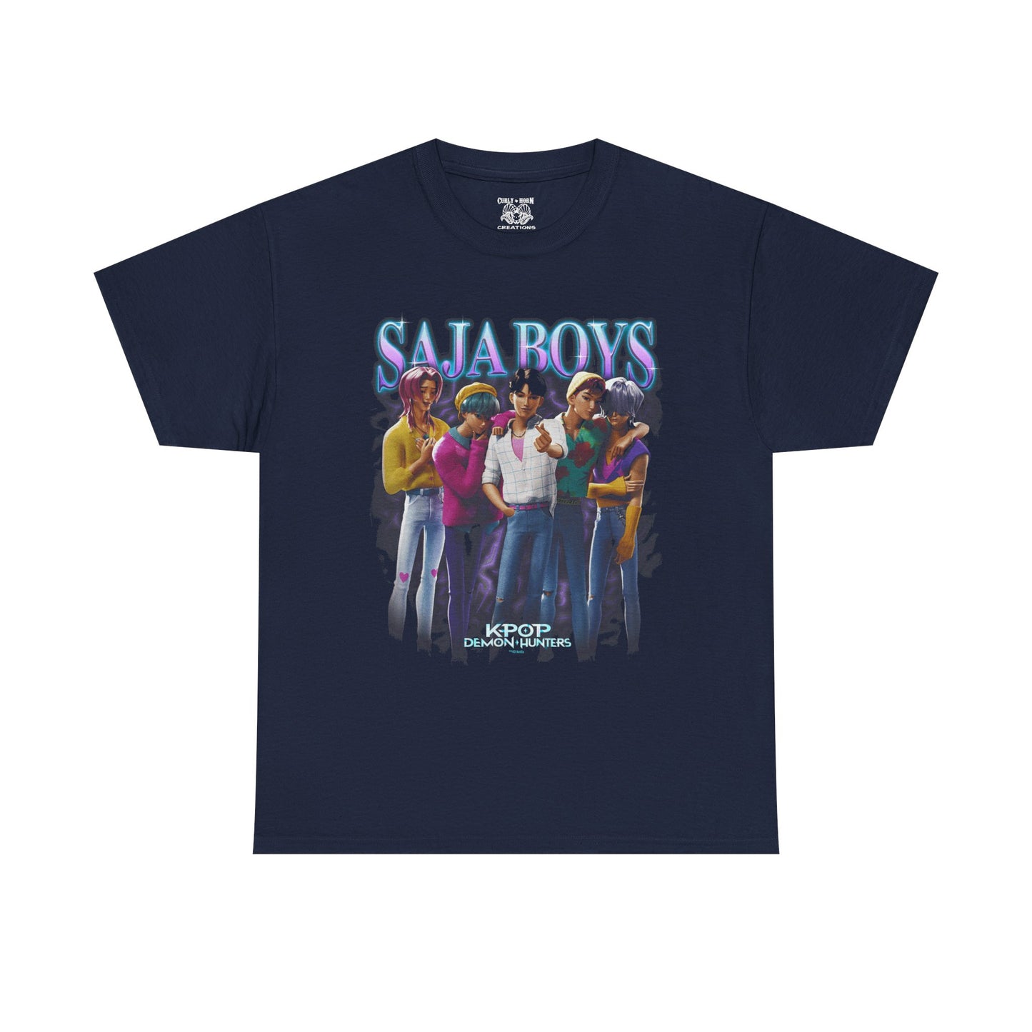 KPOP Saja Boys Graphic Tee, Unisex Heavy Cotton Tee for Fans, Festival Wear, Casual Street Style, Unique Gift Idea
