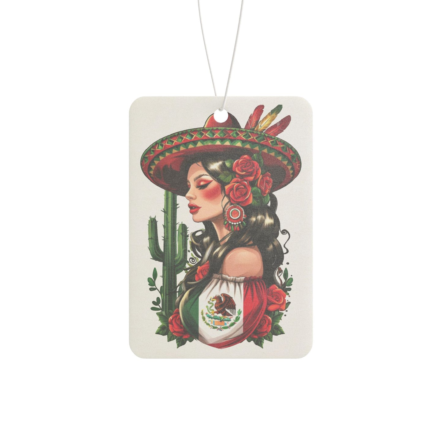 Vibrant Car Air Freshener Featuring Latina Beauty, Scented Car Decor, Mexican Fiesta Accessory, Cute Gift for Her, Aromatic Auto Décor