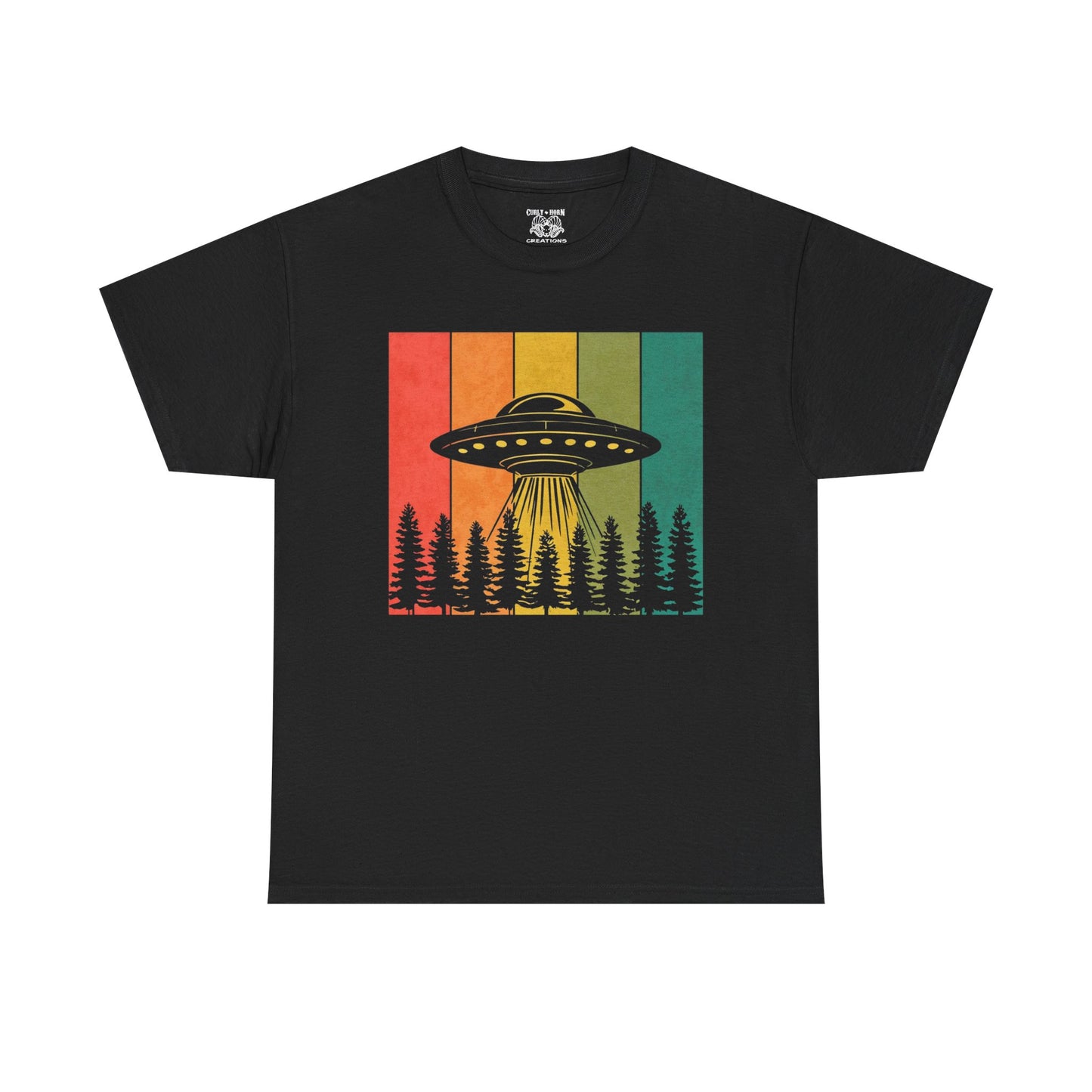 Retro UFO Unisex Heavy Cotton Tee | Vintage Alien Shirt | Unisex Apparel | Outdoor Adventure Tee | Gift for Space Lovers
