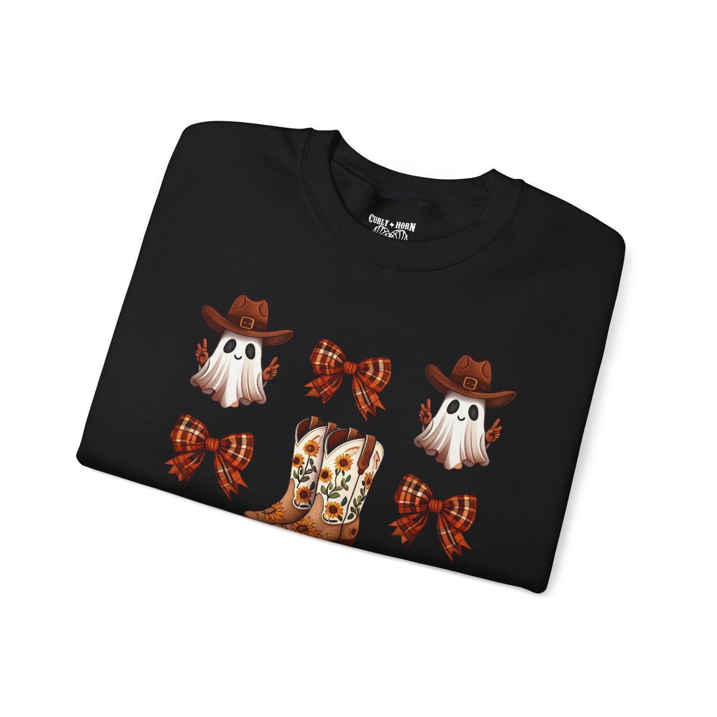 Ghostly Cowboy Crewneck Sweatshirt | Halloween, Fall Fashion, Cozy Gift, Trendy Sweater, Unisex Apparel