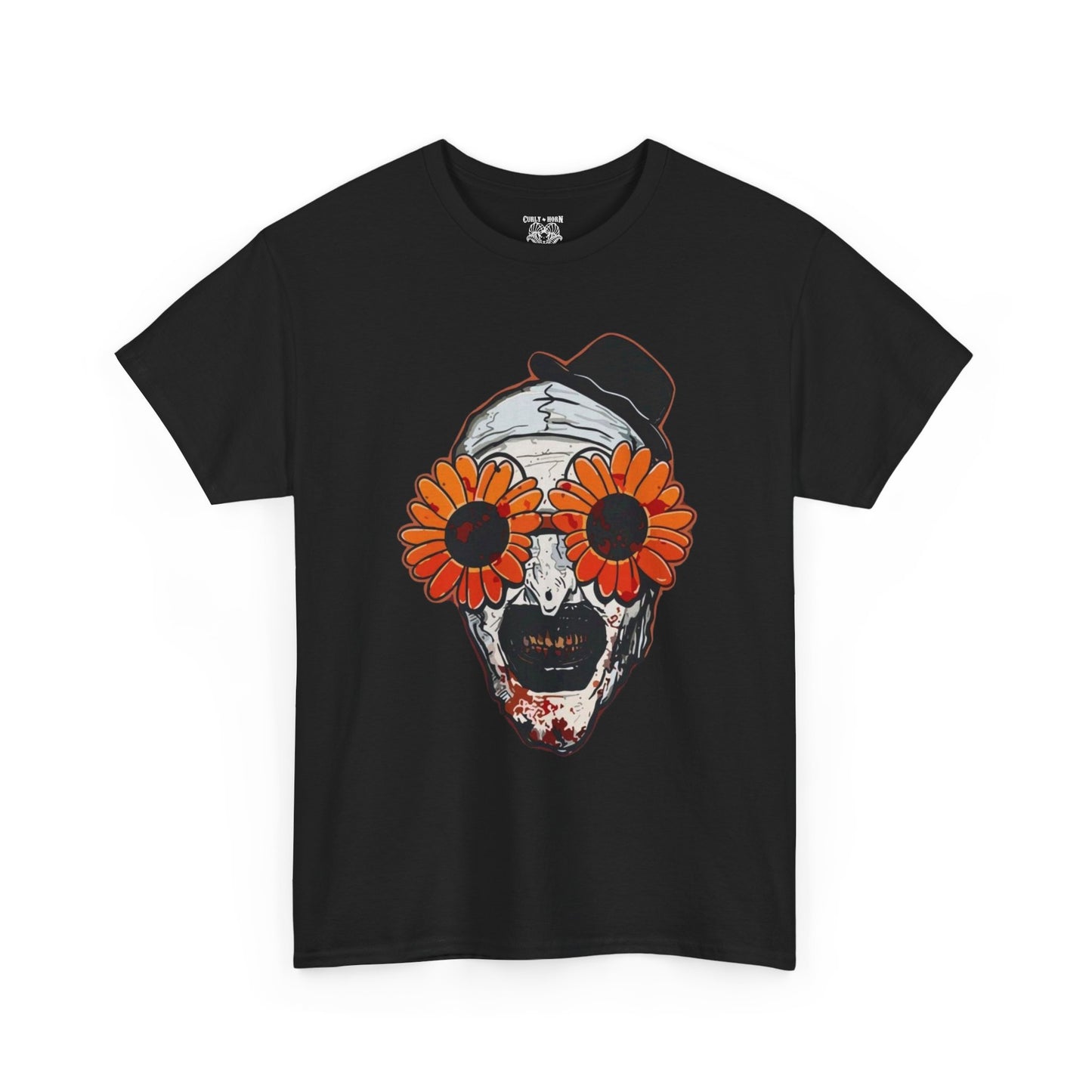 Terrifier Skull Tee with Floral Glasses, Unisex Cotton Shirt, Trendy Graphic T-Shirt, Quirky Casual Wear, Unique Gift for Him or Her
