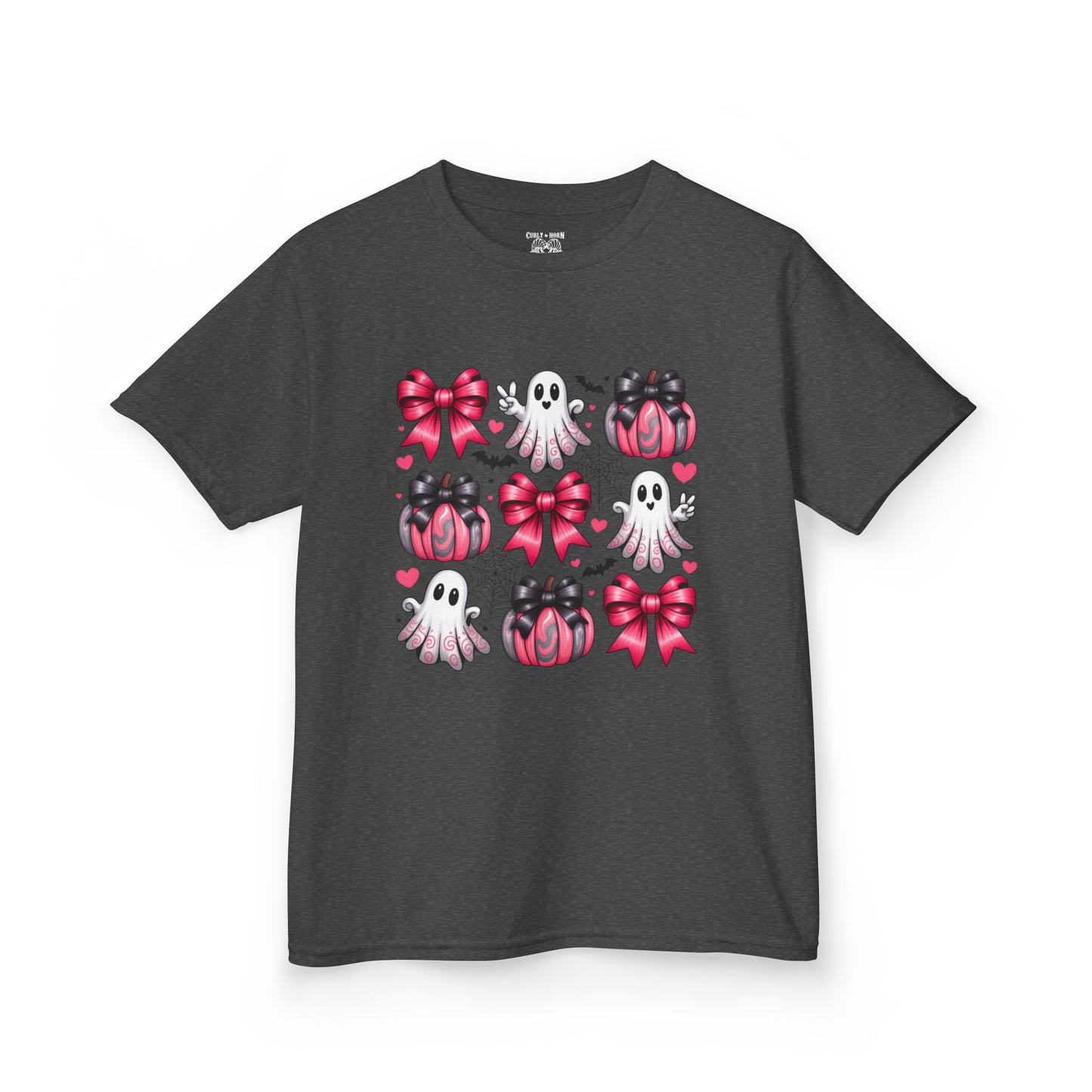 Cute Ghosts & Bows Kids Tee, Halloween Shirt, Gift for Kids, Spooky Season Apparel, Fun Ghost T-Shirt
