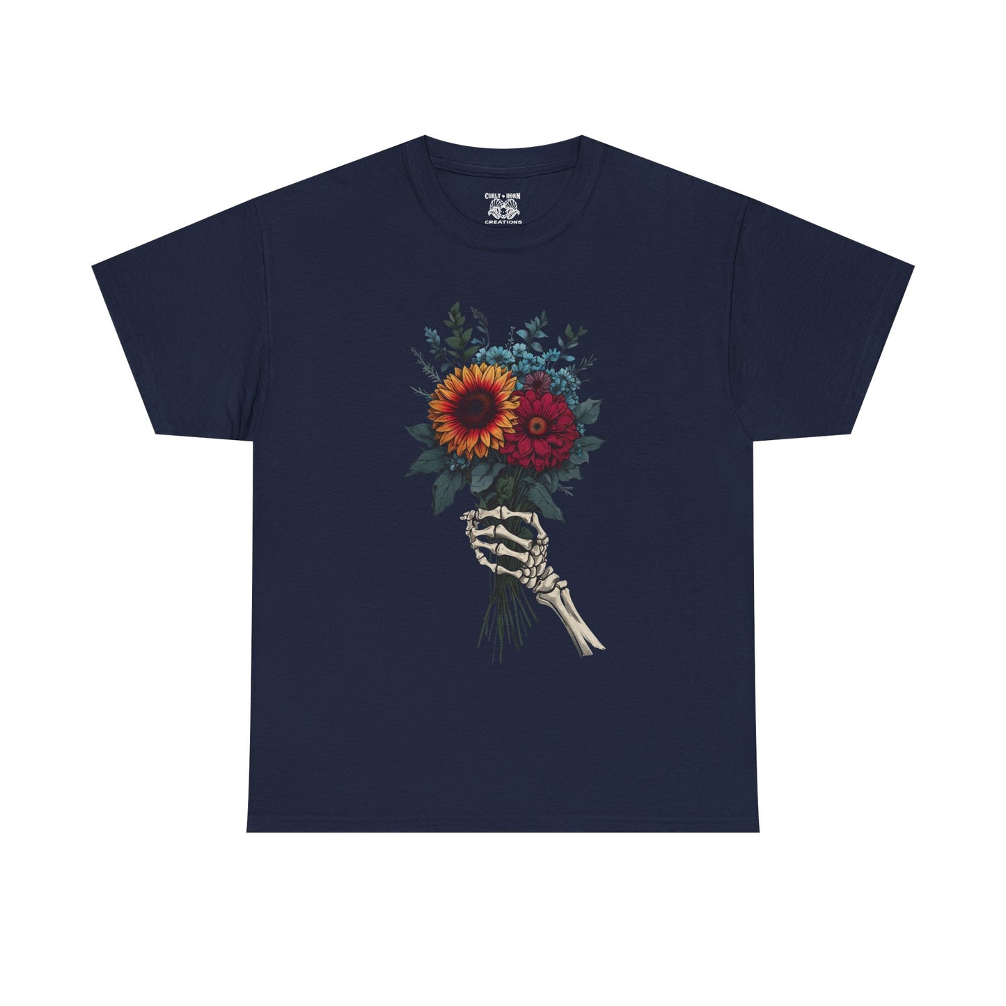 Gothic Floral Tee, Skeleton Hand Tee, Unisex Graphic Shirt, Halloween Apparel, Alternative Fashion T-Shirt