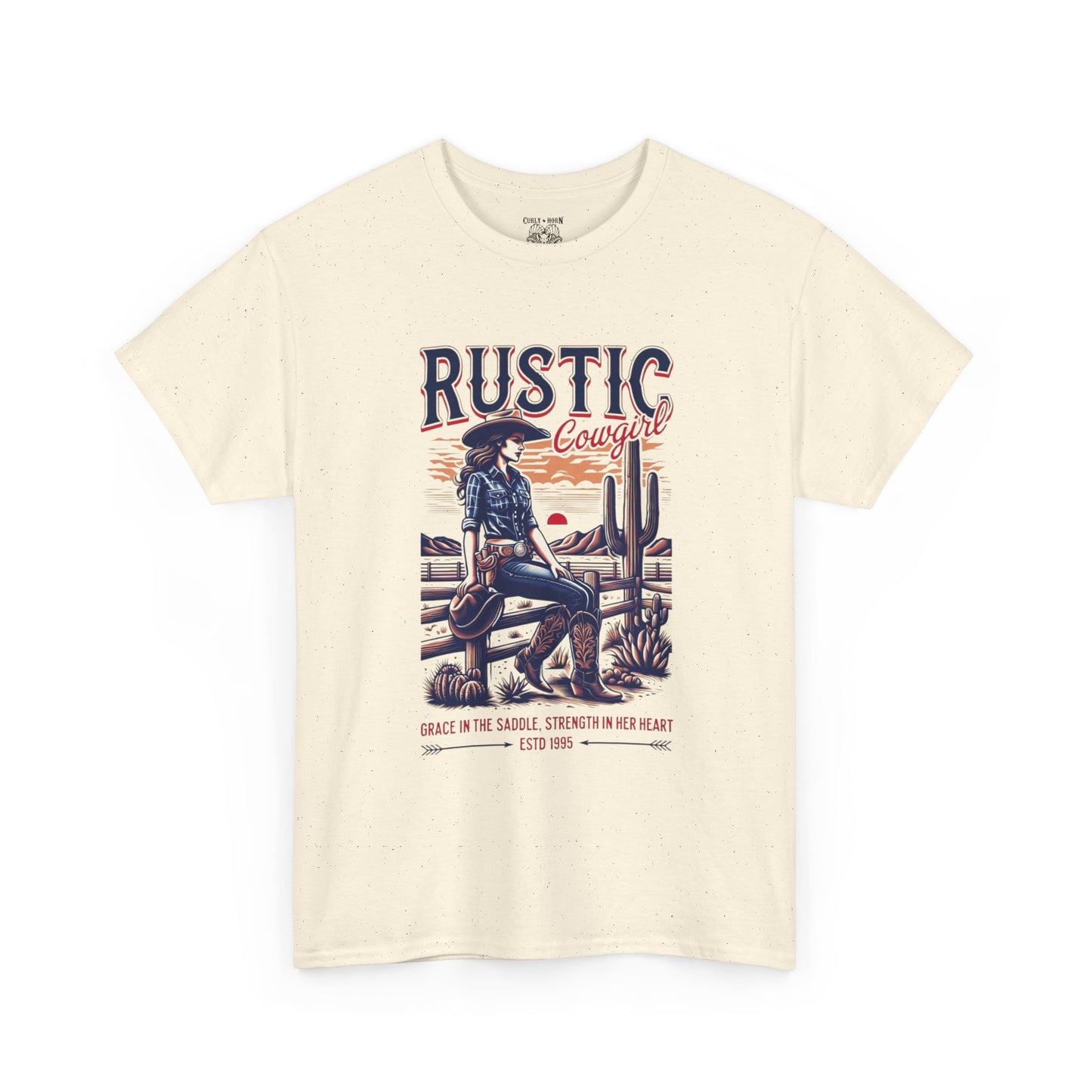 Rustic Cowgirl Unisex Heavy Cotton Tee, Western Style Shirt, Country Vintage Tee, Men's Graphic T-Shirt, Gift for Cowboy Lovers