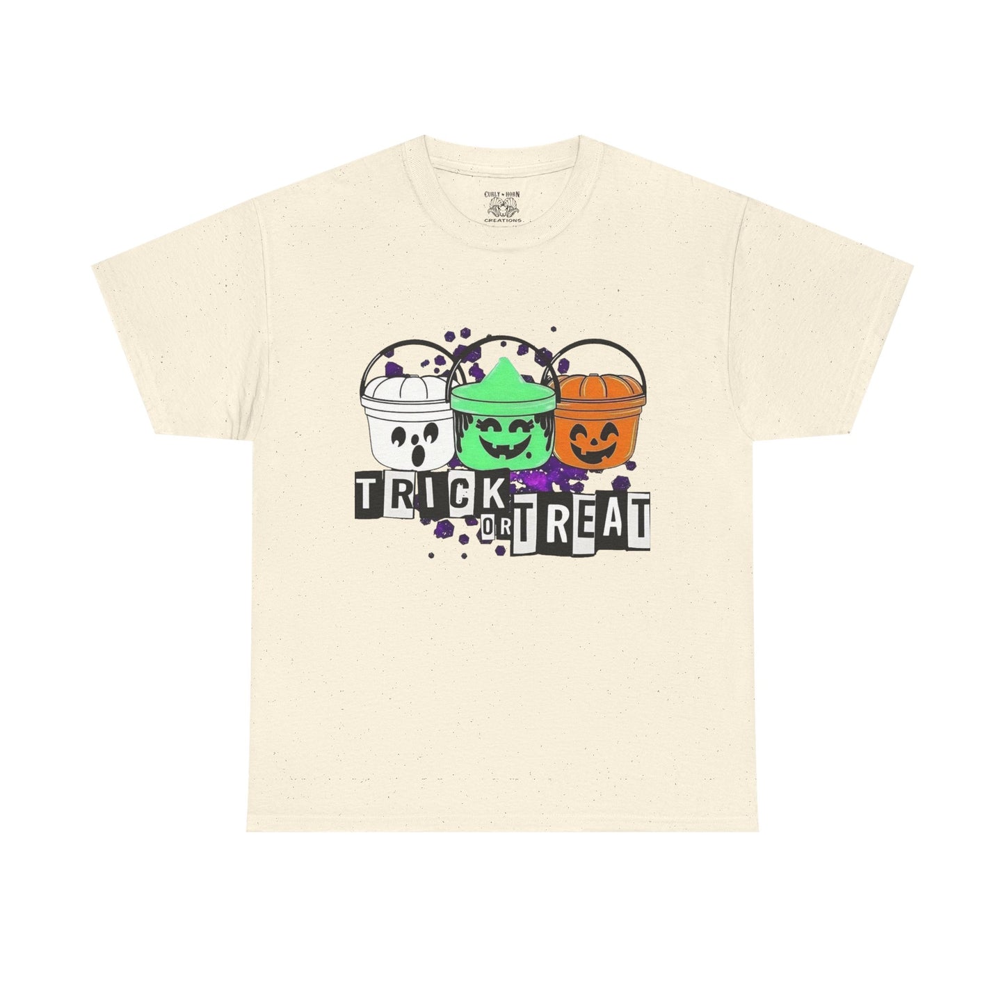 Halloween Bucket Unisex Heavy Cotton Tee, Trick or Treat Shirt, Spooky Vibes Apparel, Fall Festival T-shirt, Trick or Treat Costume Top