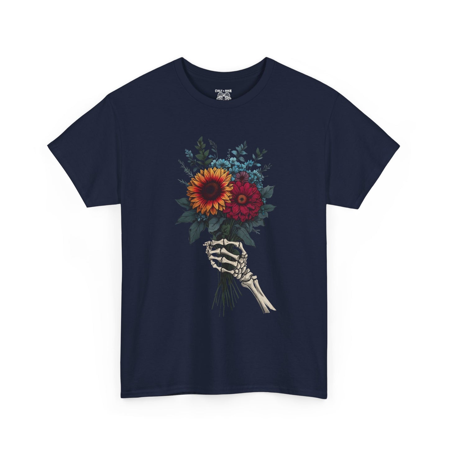 Gothic Floral Tee, Skeleton Hand Tee, Unisex Graphic Shirt, Halloween Apparel, Alternative Fashion T-Shirt