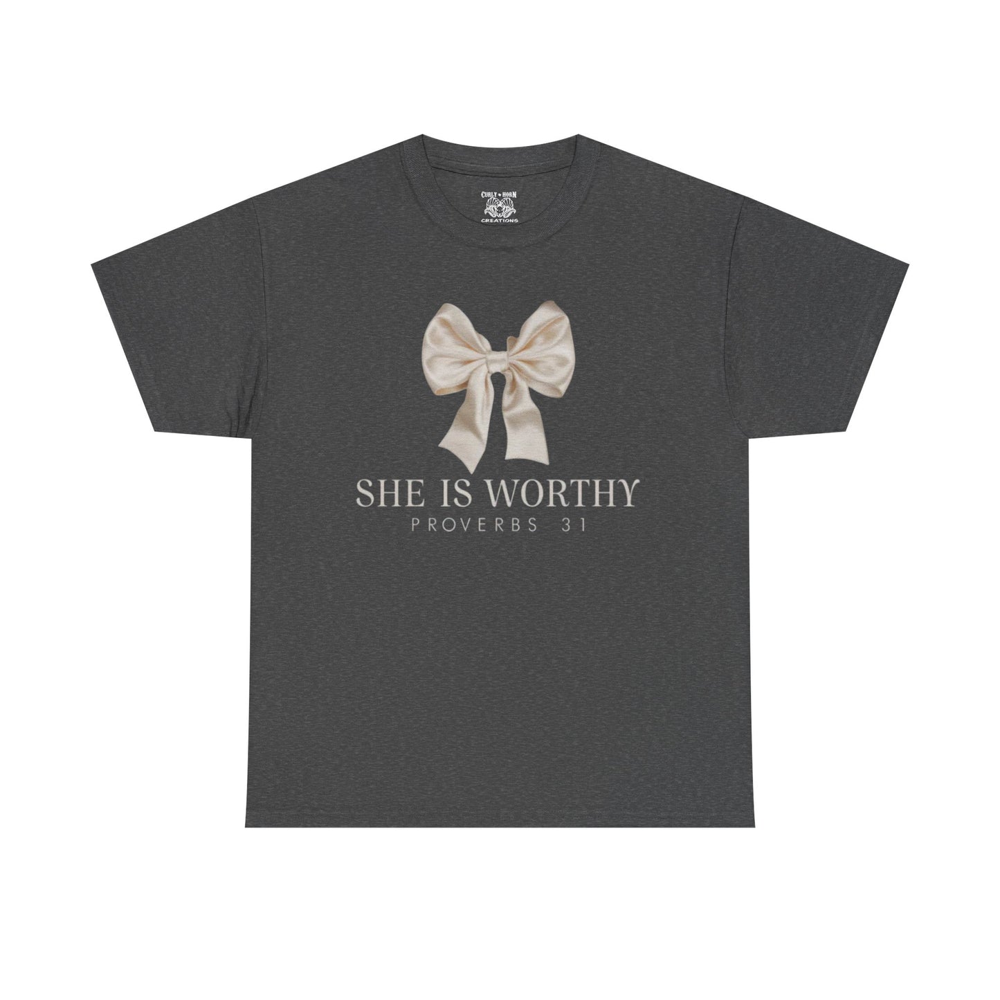 She is Worthy Unisex Cotton Tee - Inspirational Shirt, Faith-Based Apparel, Christian Gift, Casual Wear, Motivational T-Shirt