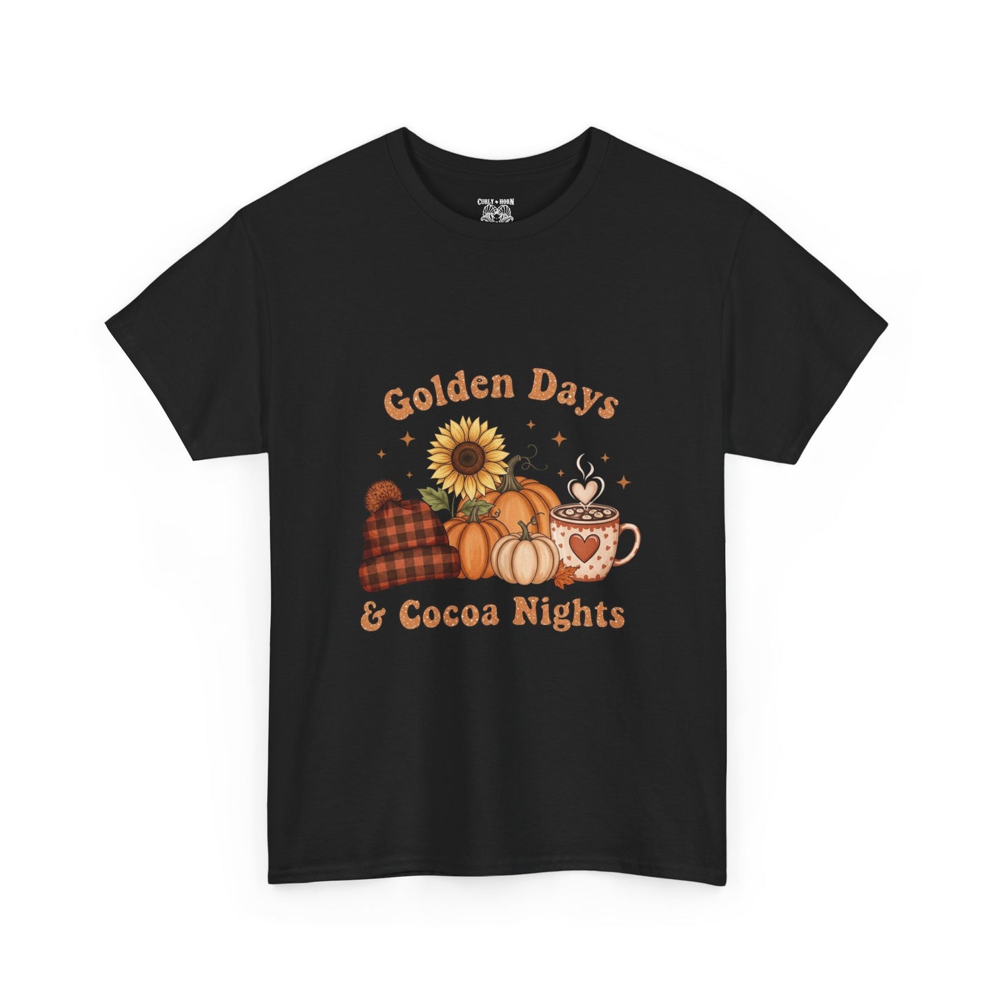 Autumn Vibes Tee - Golden Days & Cocoa Nights, Cozy Fall Shirt, Pumpkin Spice Tee, Harvest Celebration Top, Cute Graphic Tee