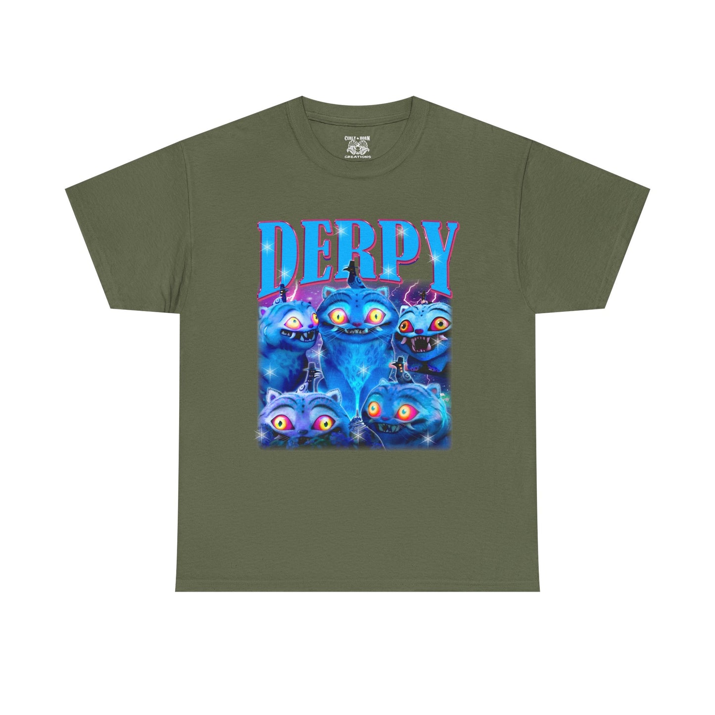 Demon Hunter Derpy Unisex Heavy Cotton Tee - Ideal for Casual Outings, Gift for Animal Lovers, Cartoon Enthusiasts, or Jokes