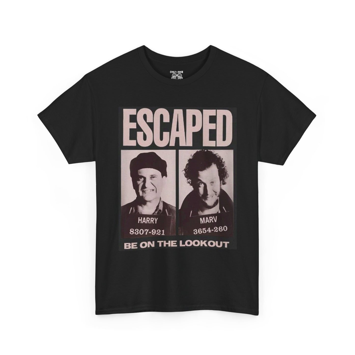 Escaped Mugshot Home Alone Unisex Heavy Cotton Tee | Fun Gift for Fans, Casual Wear, Novelty Tee, Humor Shirt, Movie Lovers