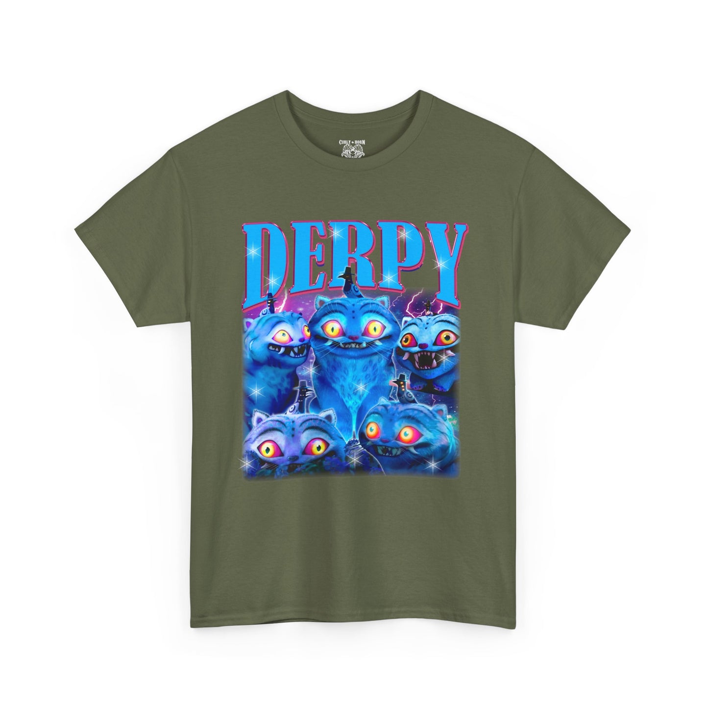 Demon Hunter Derpy Unisex Heavy Cotton Tee - Ideal for Casual Outings, Gift for Animal Lovers, Cartoon Enthusiasts, or Jokes