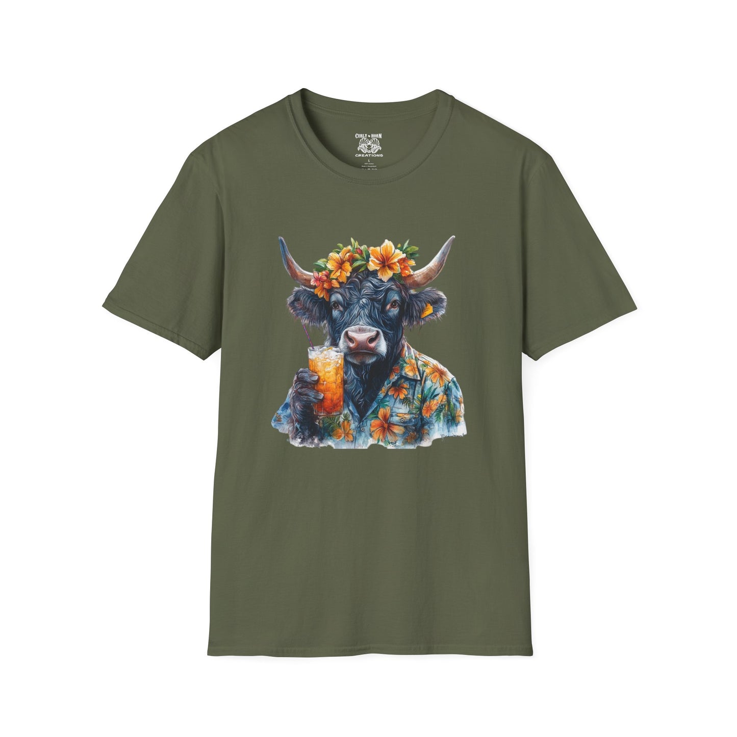 Tropical Cow T-Shirt, Summer Vibe Tee, Fun Graphic Shirt, Unisex Casual Wear, Perfect for Beach Parties, Gift for Cow Lovers