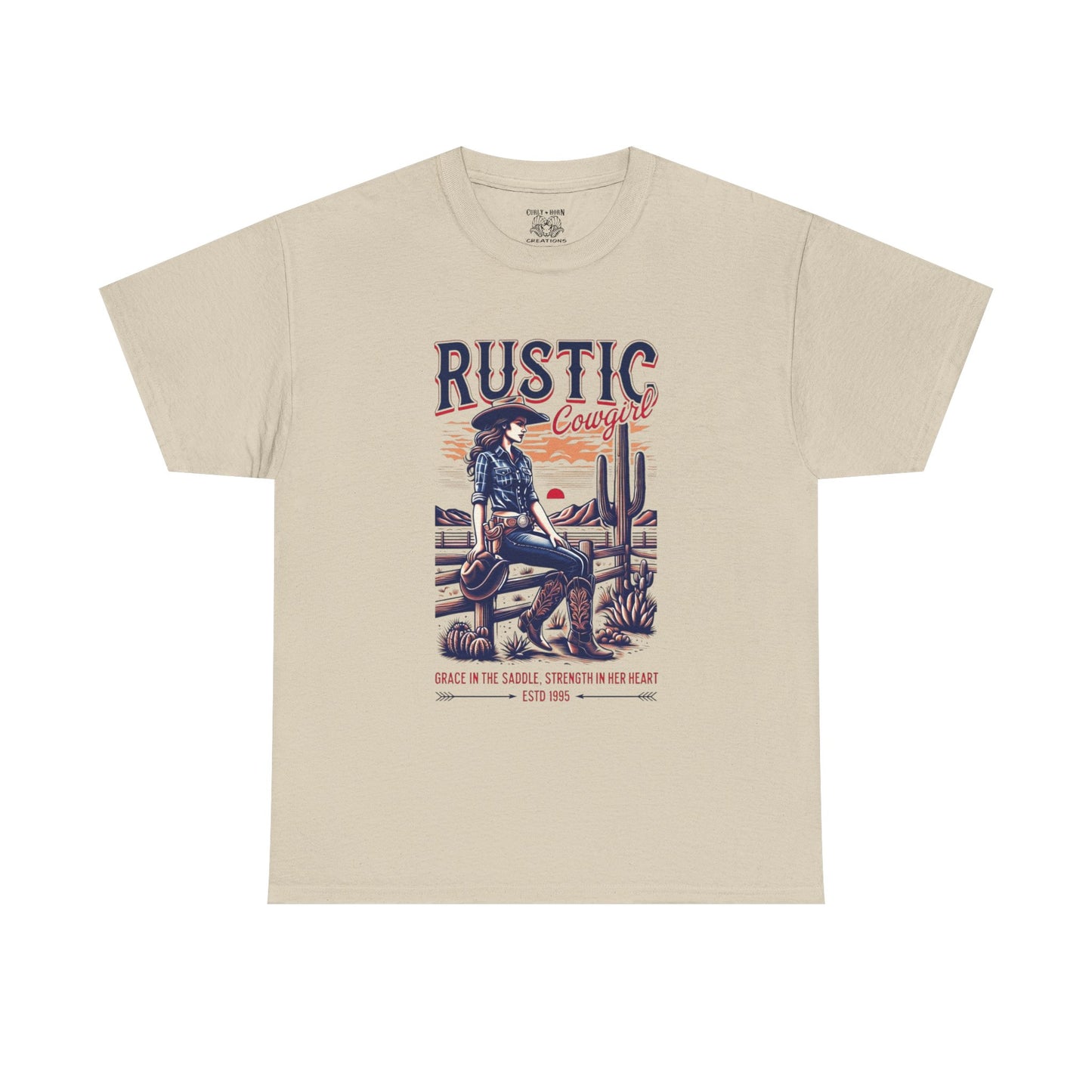 Rustic Cowgirl Unisex Heavy Cotton Tee, Western Style Shirt, Country Vintage Tee, Men's Graphic T-Shirt, Gift for Cowboy Lovers