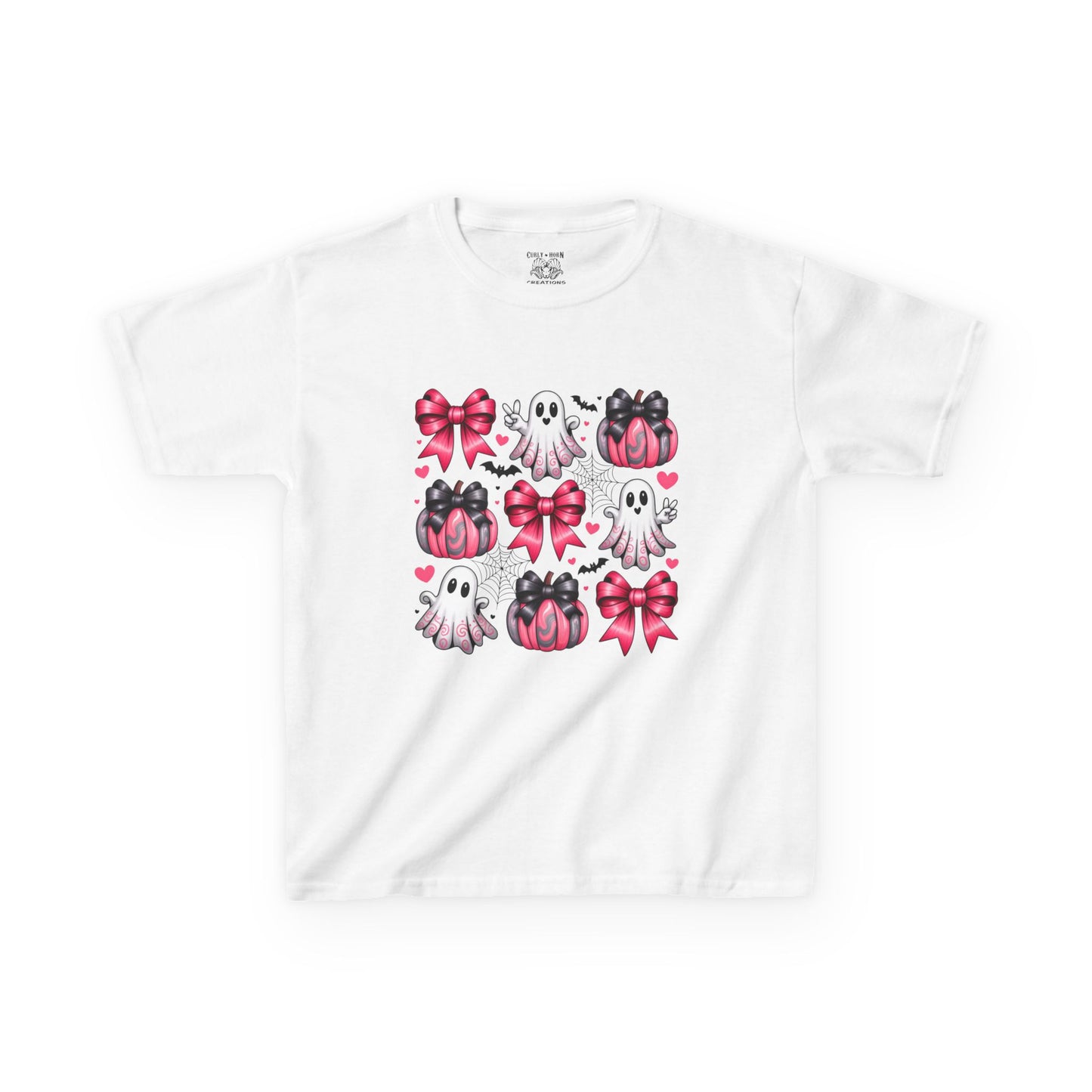 Cute Ghosts & Bows Kids Tee, Halloween Shirt, Gift for Kids, Spooky Season Apparel, Fun Ghost T-Shirt