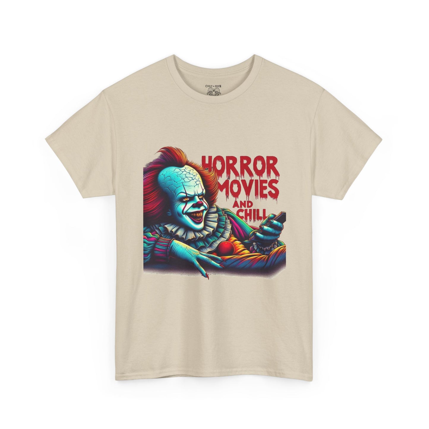 Pennywise Horror Movies Heavy Cotton Tee, Funny Scary Shirt, Movie Night Outfit, Unisex Graphic Tee, Halloween Gift