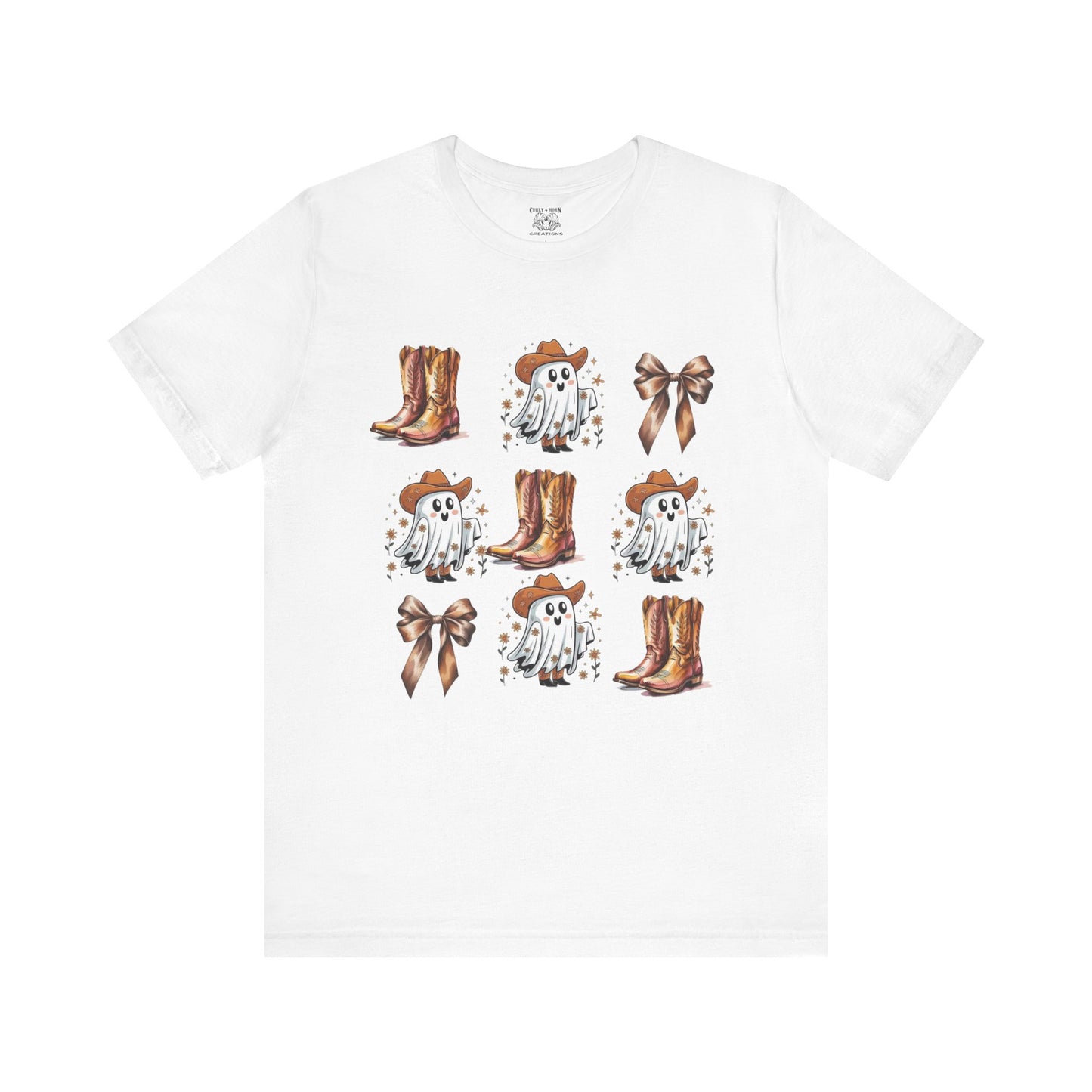 Ghostly Cowboy Tee, Fun Unisex Tee, Halloween Shirt, Country Style Tee, Ghosts and Boots Design, Casual Wear