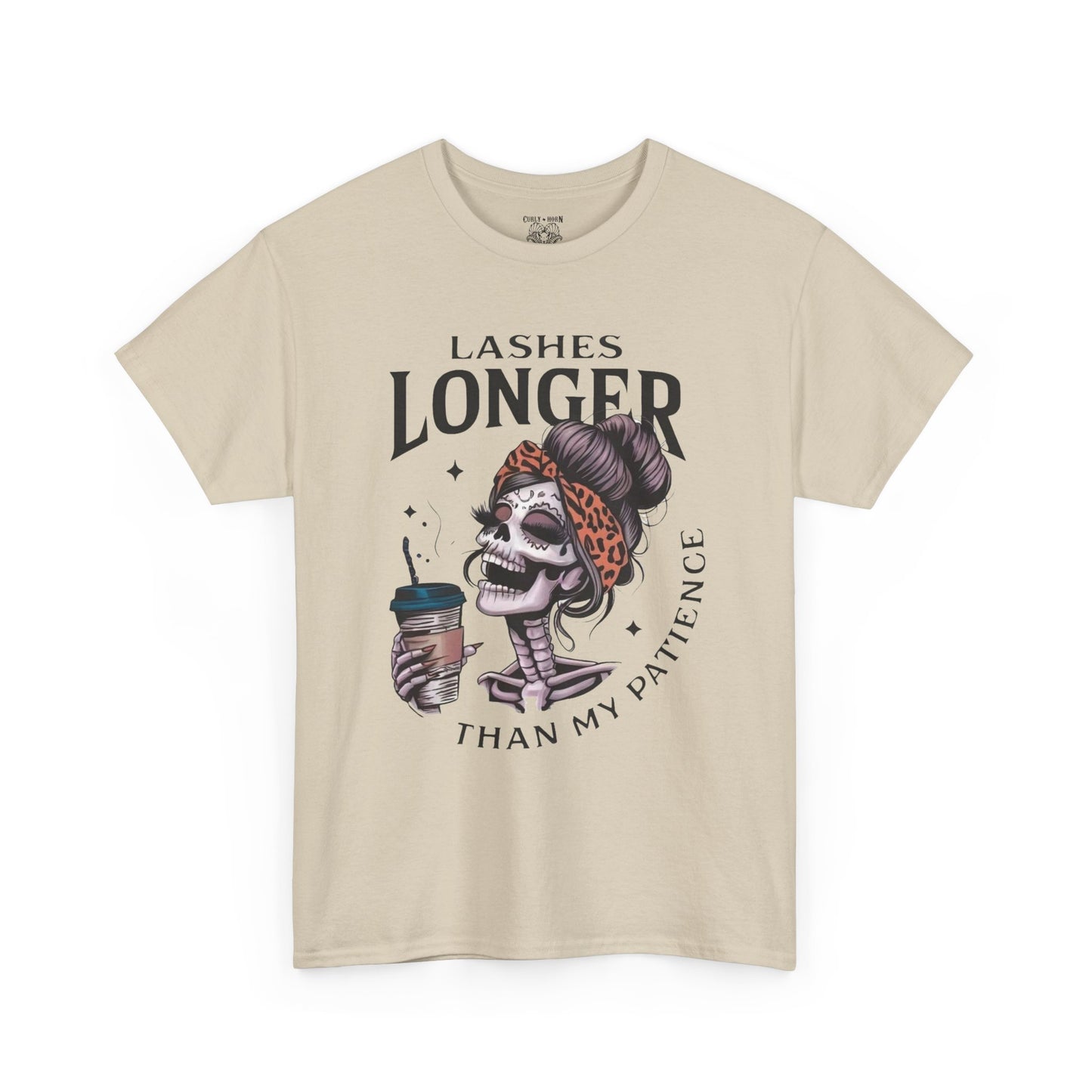 Stylish Graphic Tee - Lashes Longer Than My Patience, Funny Quote Shirt, Casual Wear, Gift for Makeup Lovers, Trendy Apparel