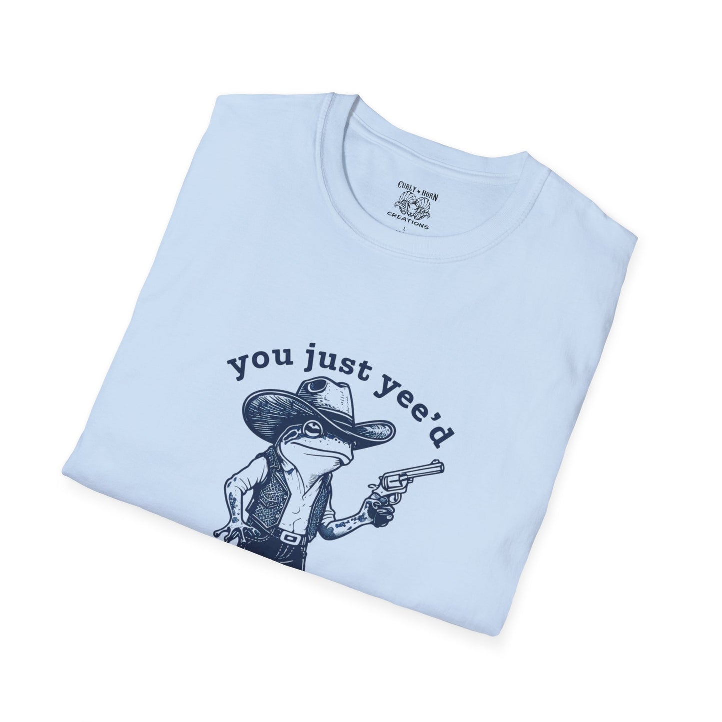 Funny Western Frog Unisex Softstyle T-Shirt with Quirky Quote