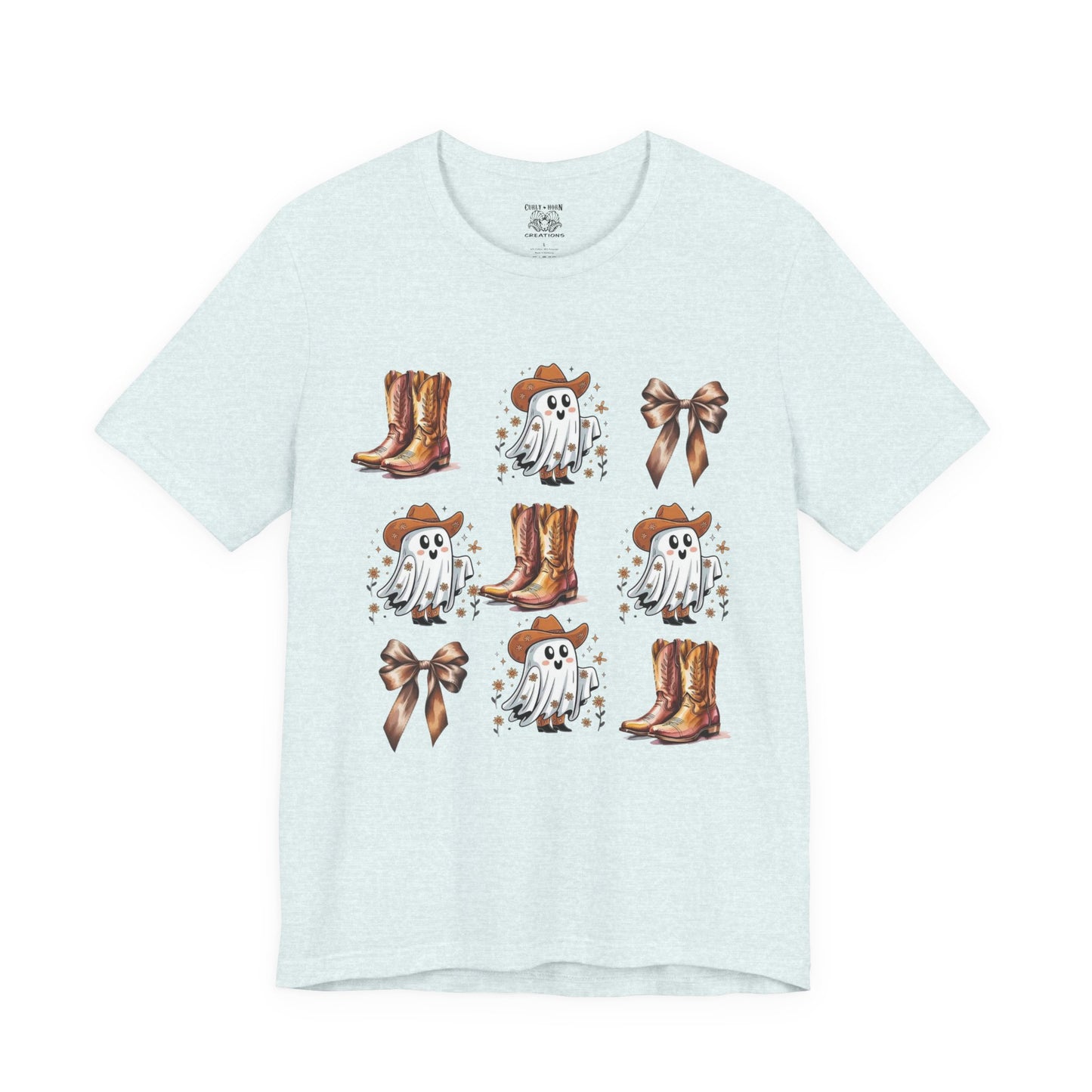 Ghostly Cowboy Tee, Fun Unisex Tee, Halloween Shirt, Country Style Tee, Ghosts and Boots Design, Casual Wear