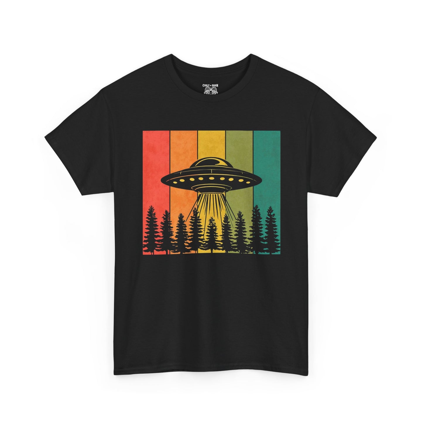 Retro UFO Unisex Heavy Cotton Tee | Vintage Alien Shirt | Unisex Apparel | Outdoor Adventure Tee | Gift for Space Lovers