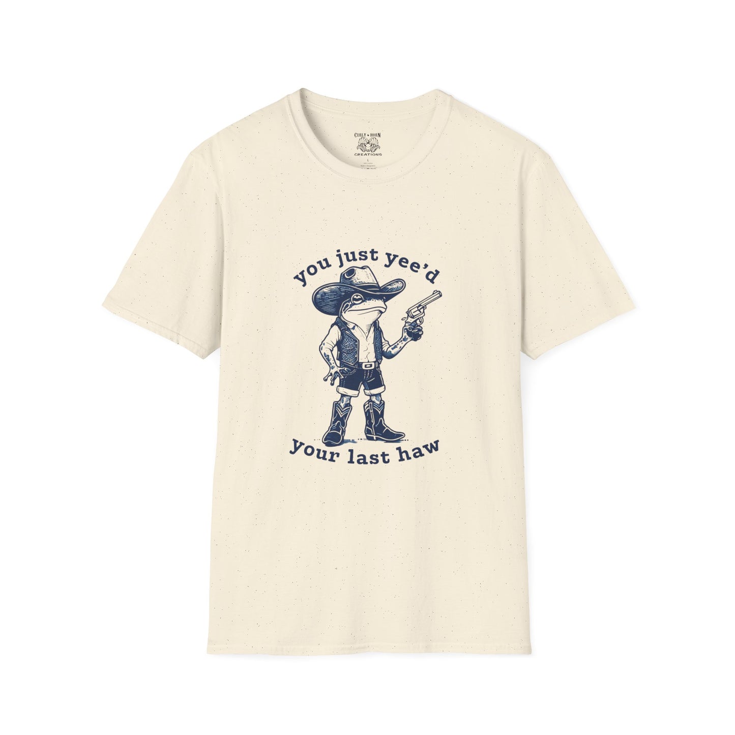Funny Western Frog Unisex Softstyle T-Shirt with Quirky Quote