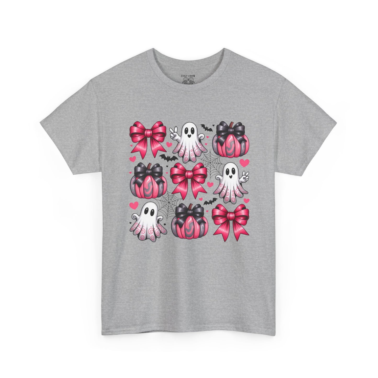 Cute Ghosts & Bows Tee, Halloween Shirt, Unisex Fun Fashion, Gift for Kids and Teens, Spooky Vibes, Holiday Apparel