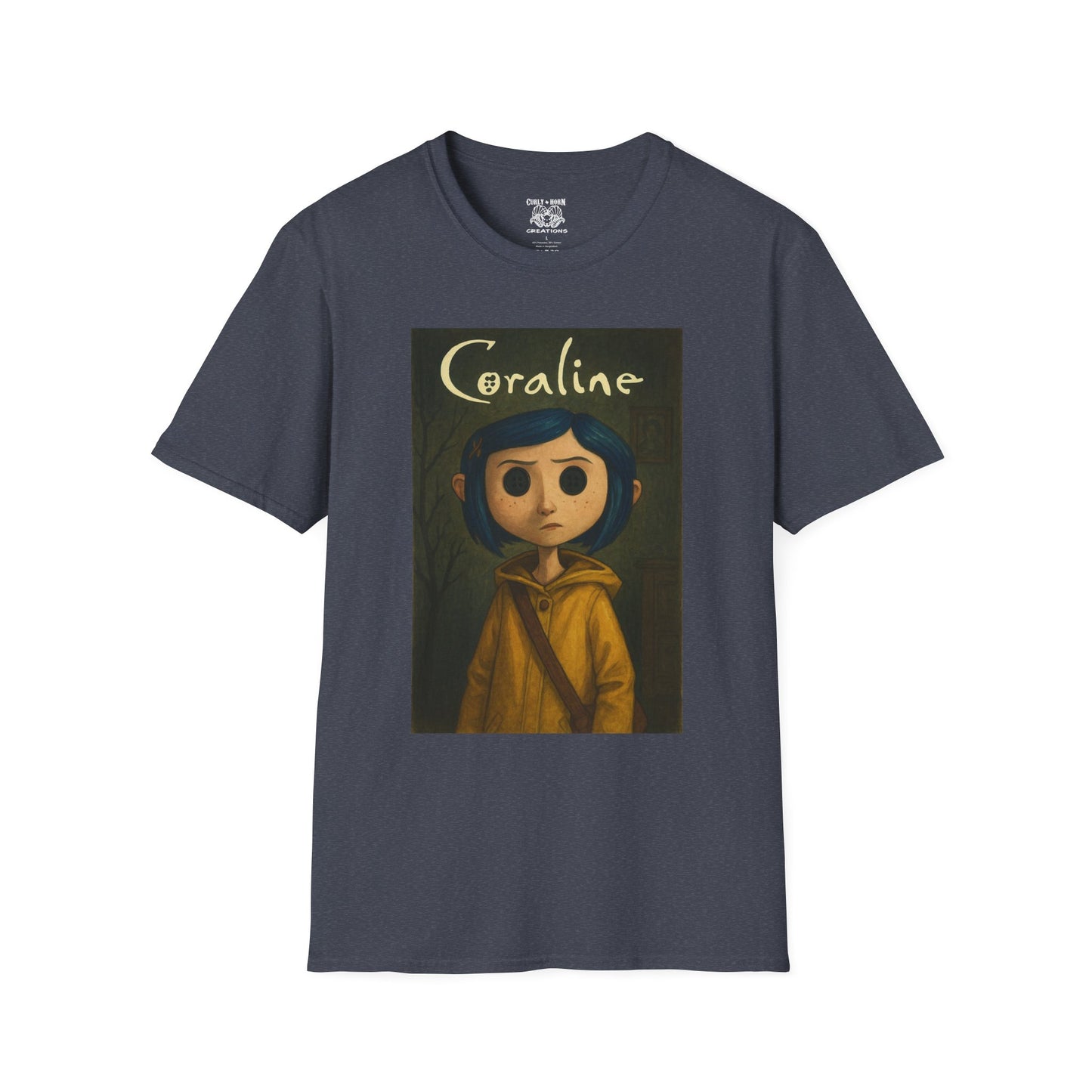 Coraline-Inspired Unisex Softstyle T-Shirt, Cute Graphic Tee, Movie Merch, Unique Gift, Retro Style, Horror Fans, Birthday Present