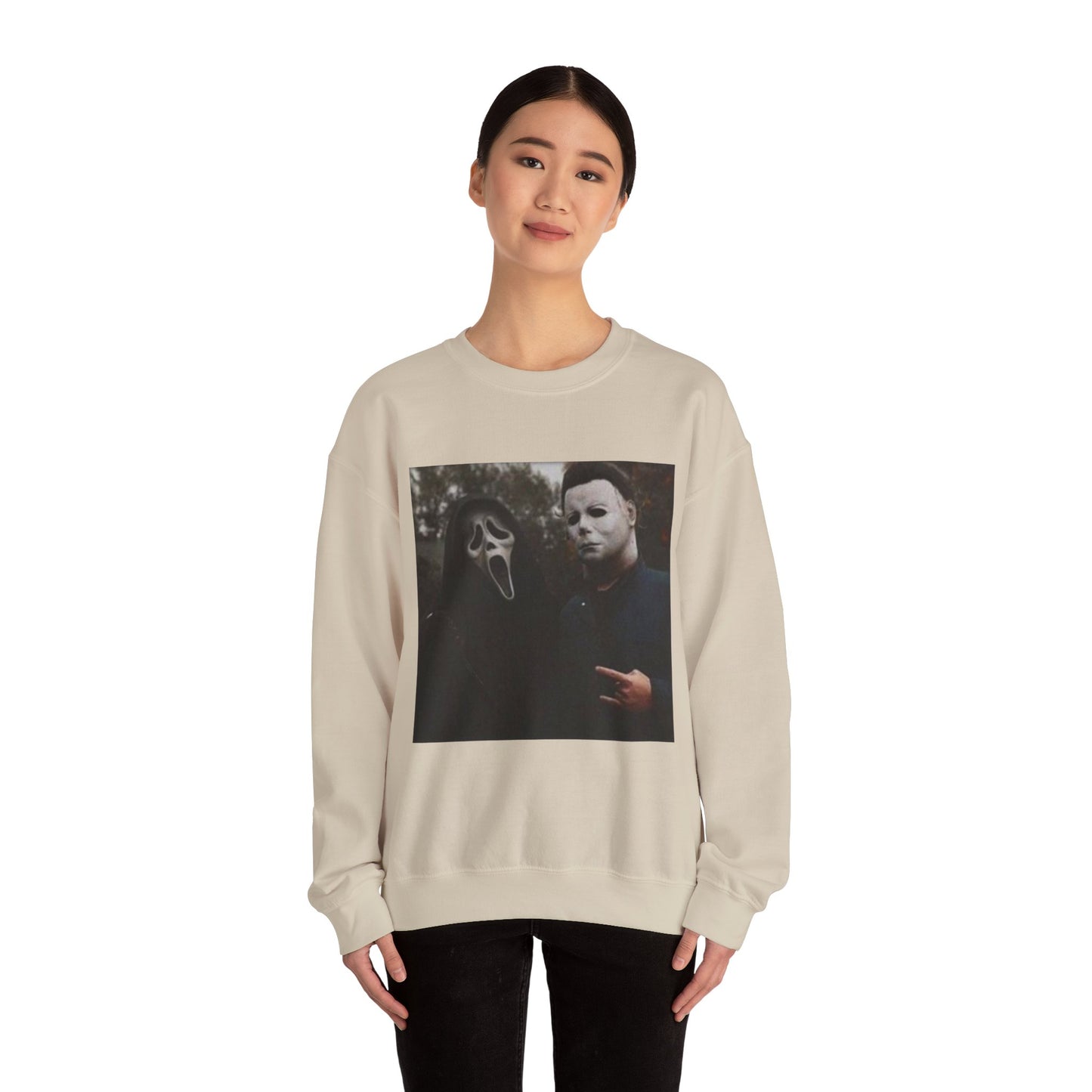 Spooky Horror Movie Sweatshirt, Cozy Fall Apparel, Unisex Crewneck, Halloween Clothing, Movie Night, Scary Vibes, Gift for Horror Fans
