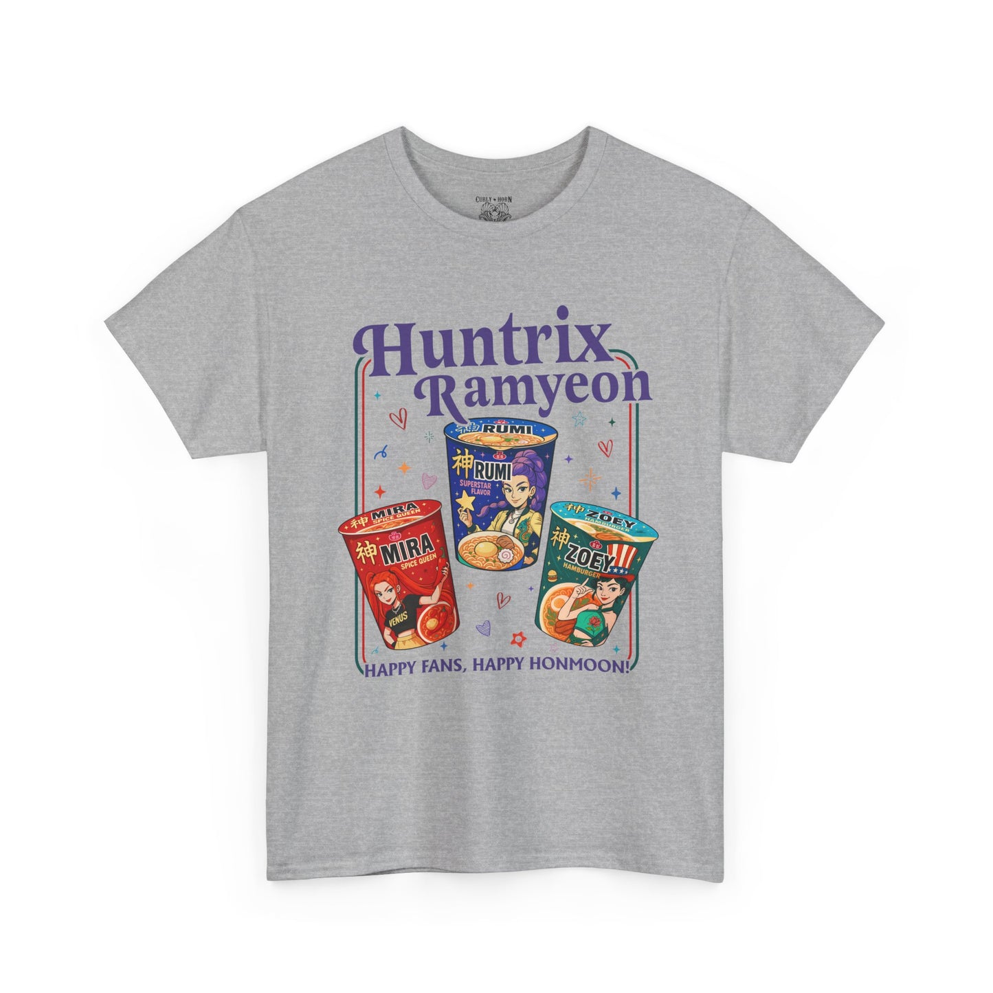 Huntrix Demon Hunter Unisex Heavy Cotton Tee, Fun Casual Wear, Perfect for Food Lovers, Gift for Friends, Anime Lovers Tee