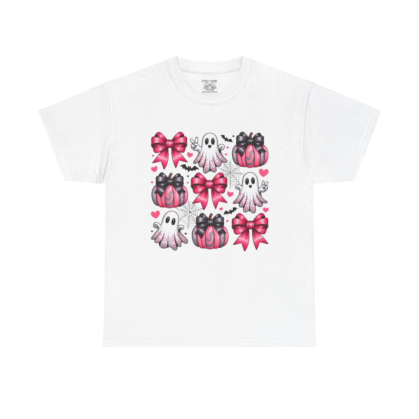 Cute Ghosts & Bows Tee, Halloween Shirt, Unisex Fun Fashion, Gift for Kids and Teens, Spooky Vibes, Holiday Apparel