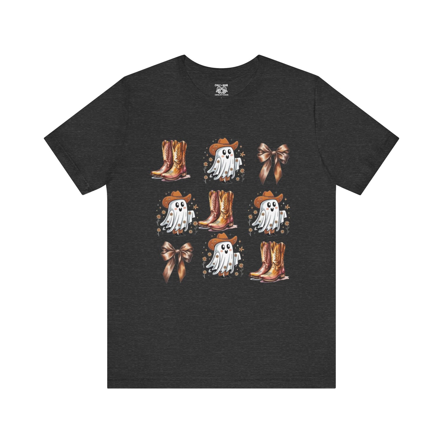 Ghostly Cowboy Tee, Fun Unisex Tee, Halloween Shirt, Country Style Tee, Ghosts and Boots Design, Casual Wear