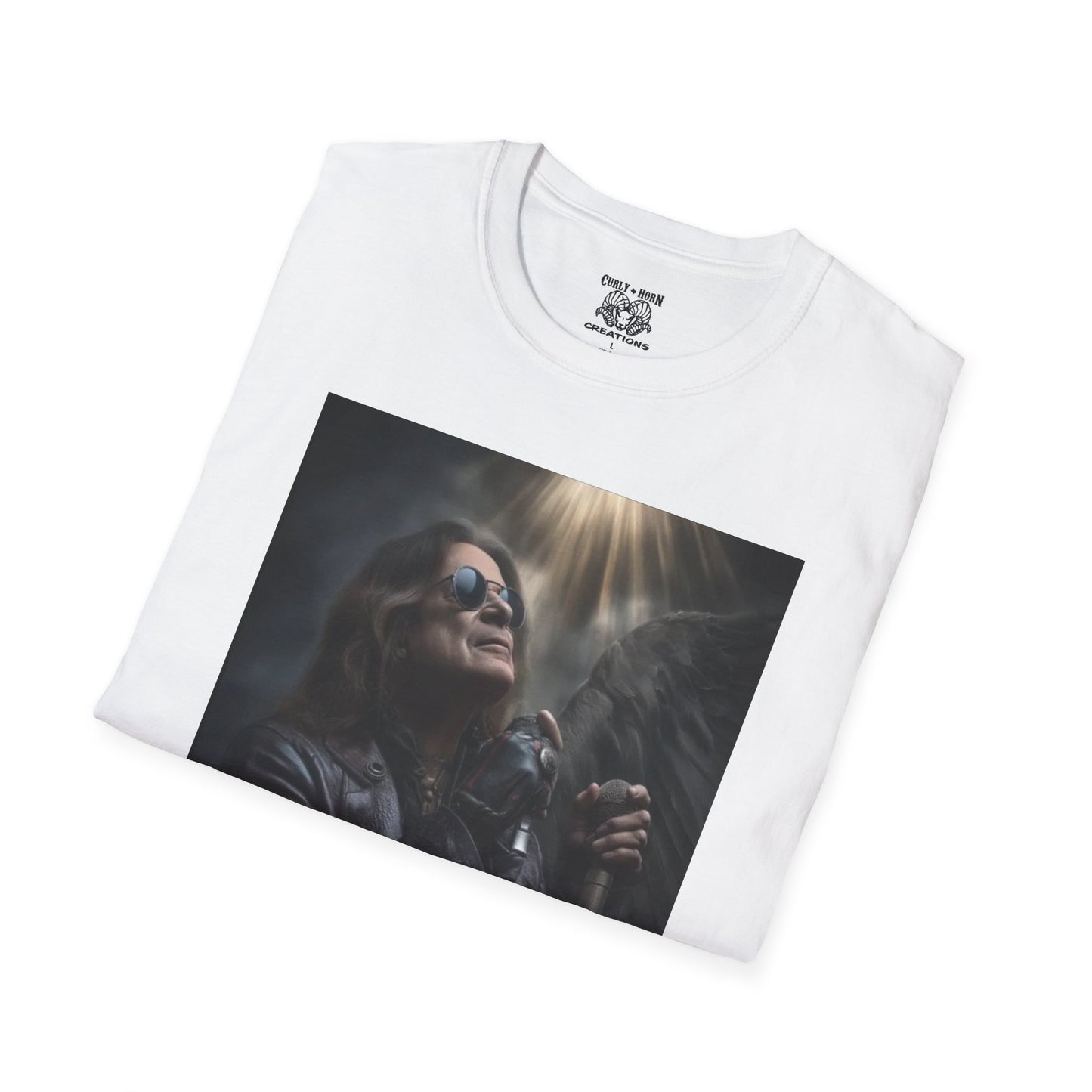 Unisex Softstyle T-Shirt with Winged Design, Boho Chic Tee, Gift for Music Lovers, Casual Wear, Festival Outfit, Graphic Tee