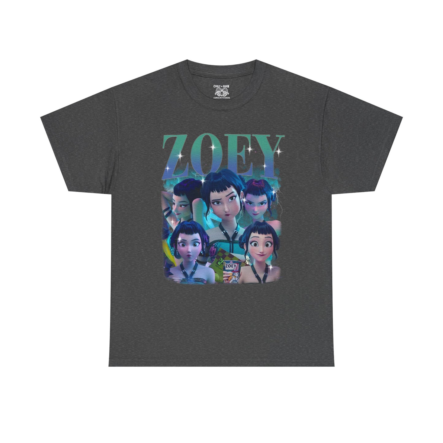 Huntrix Zoey Unisex Heavy Cotton Tee with Graphic- Trendy Casual Wear, Comfortable Everyday Tee, Graphic T-Shirt, Unique Style