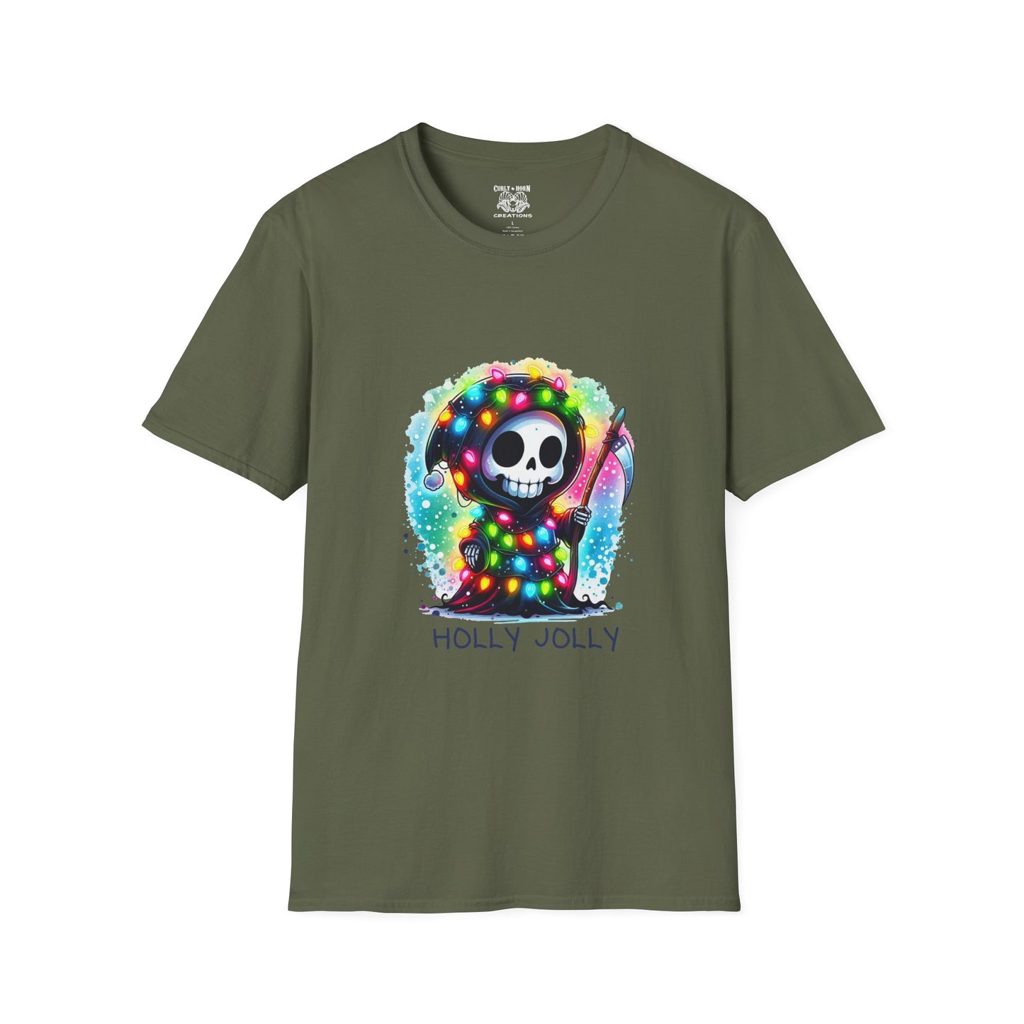 Holly Jolly Skull T-Shirt - Fun Unisex Tee for Holiday Cheer, Halloween, Christmas, Gift for Friends, Graphic Shirt